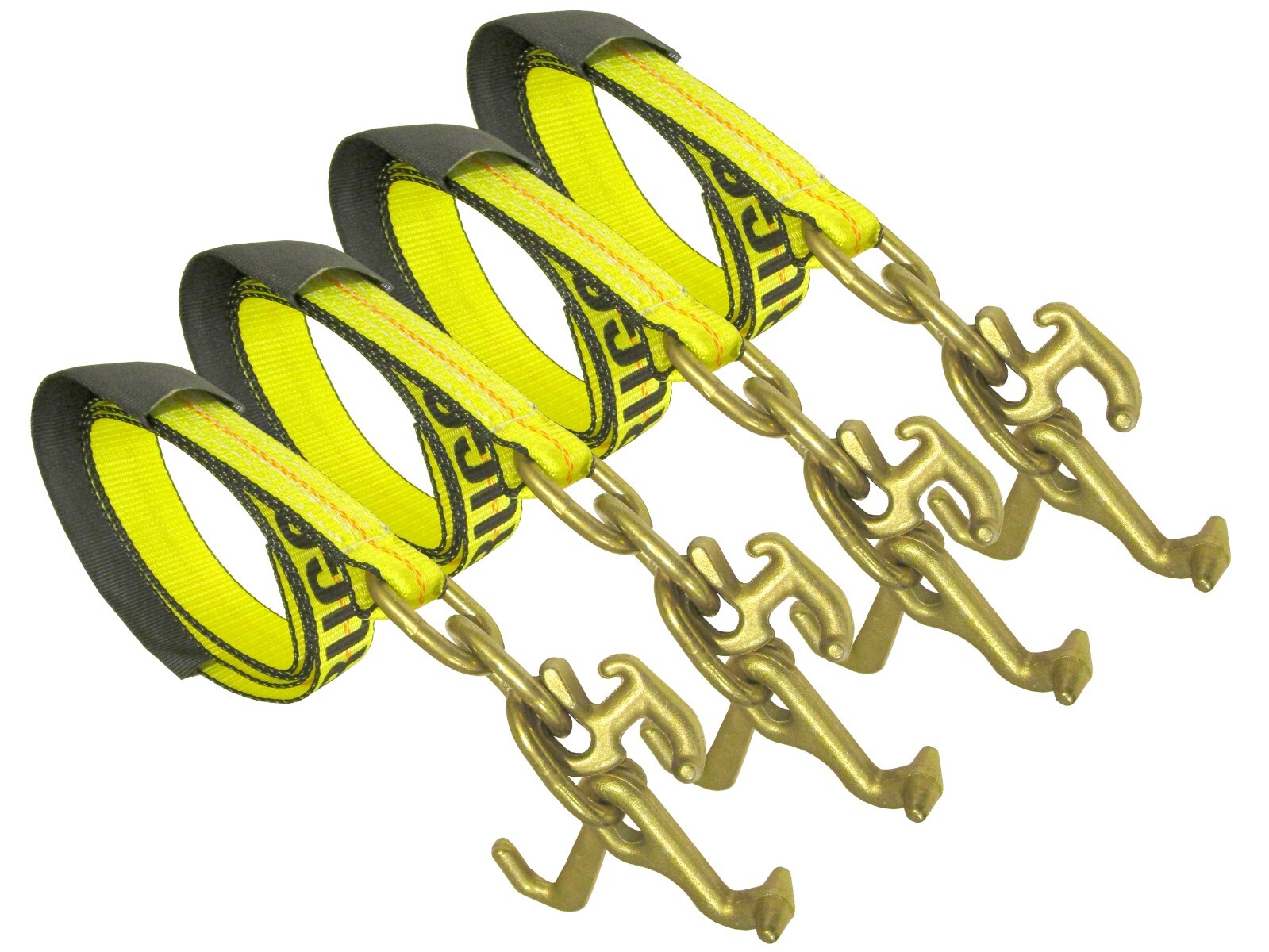 4 Pack 2" x 8' Lasso Cluster RTJ Towing Truck Wrecker Tie Down Flatbed Yellow