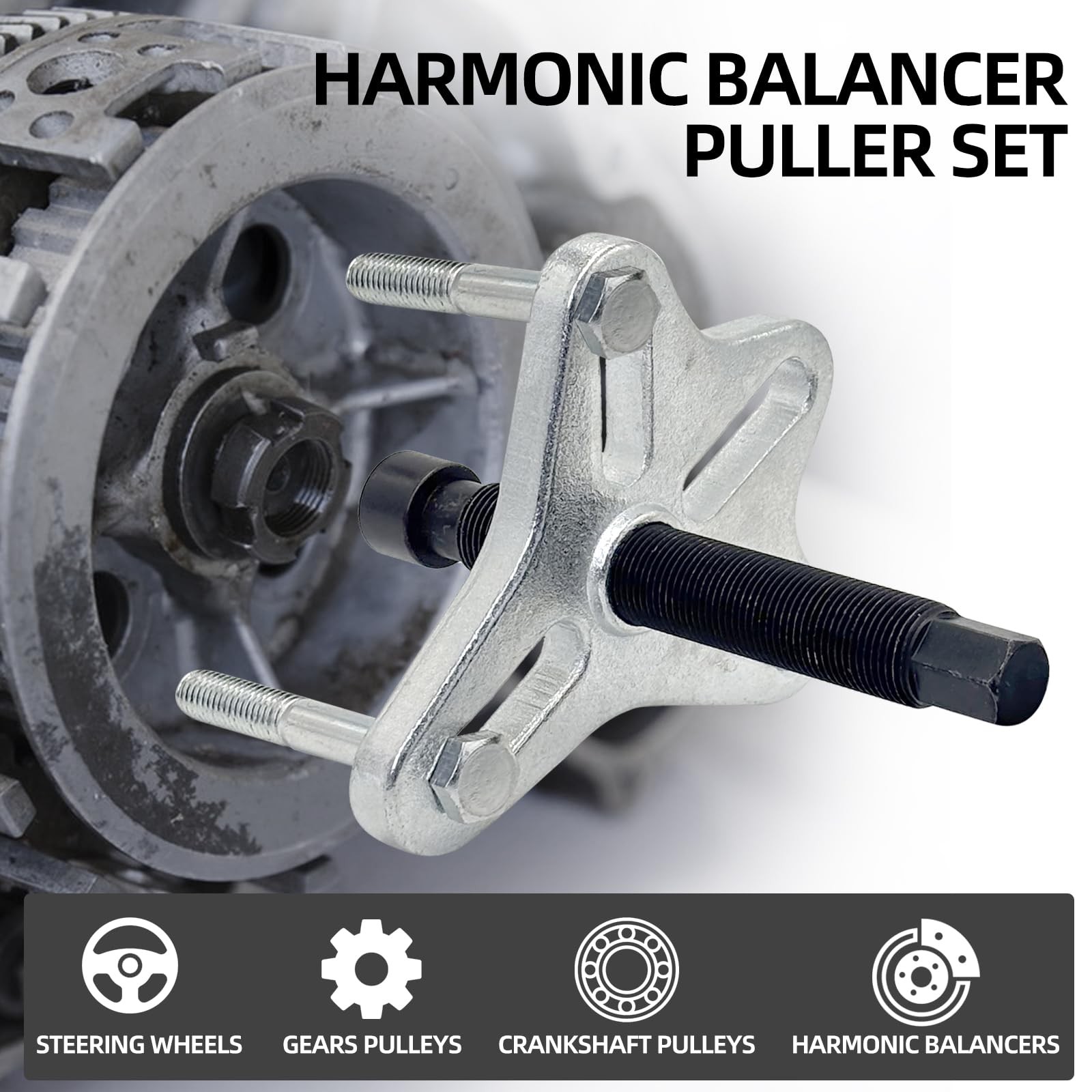 Harmonic Balancer Steering Wheel Puller Flywheel Remover Tool Set 46pcs