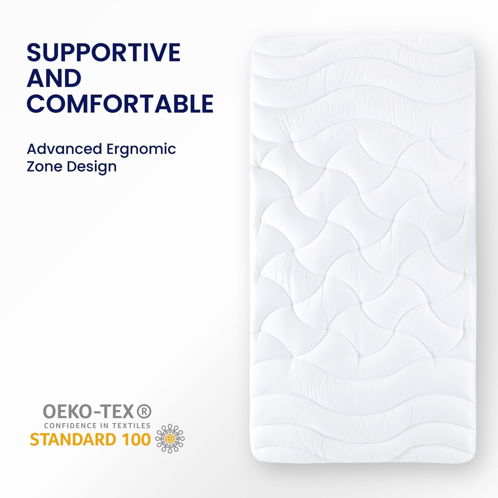 SLEEP ZONE Cooling Twin Mattress Topper for Single Bed, Premium Twin, White