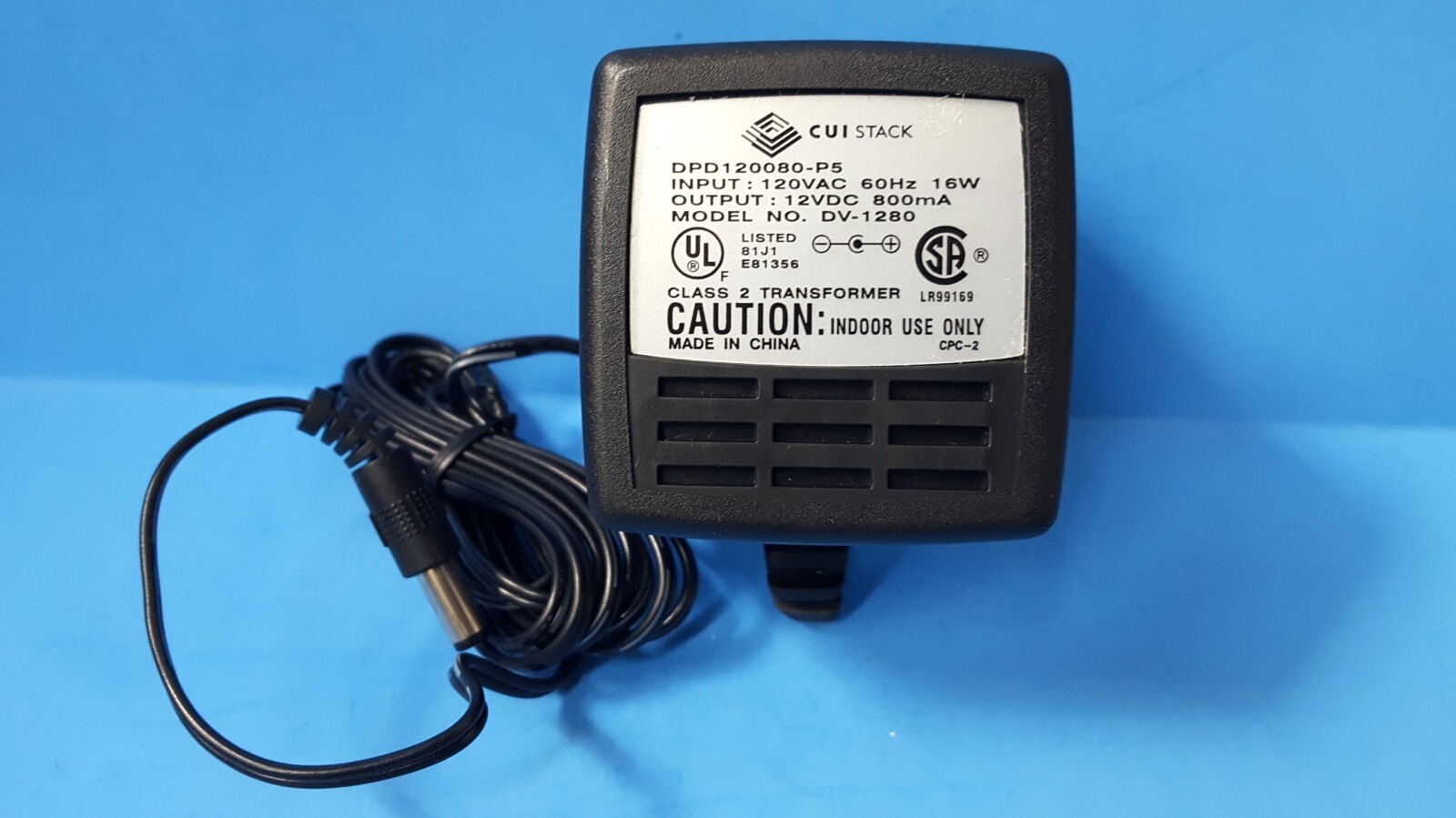 ( 1 pc) Class 2 Transformer, 120080-P5, CUI STACK, 120 VAC, 16W, 12VDC, 800mA