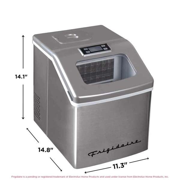 Frigidaire, 40 Lbs. Countertop Ice Maker, Square Clear Shaped Ice, Stainless
