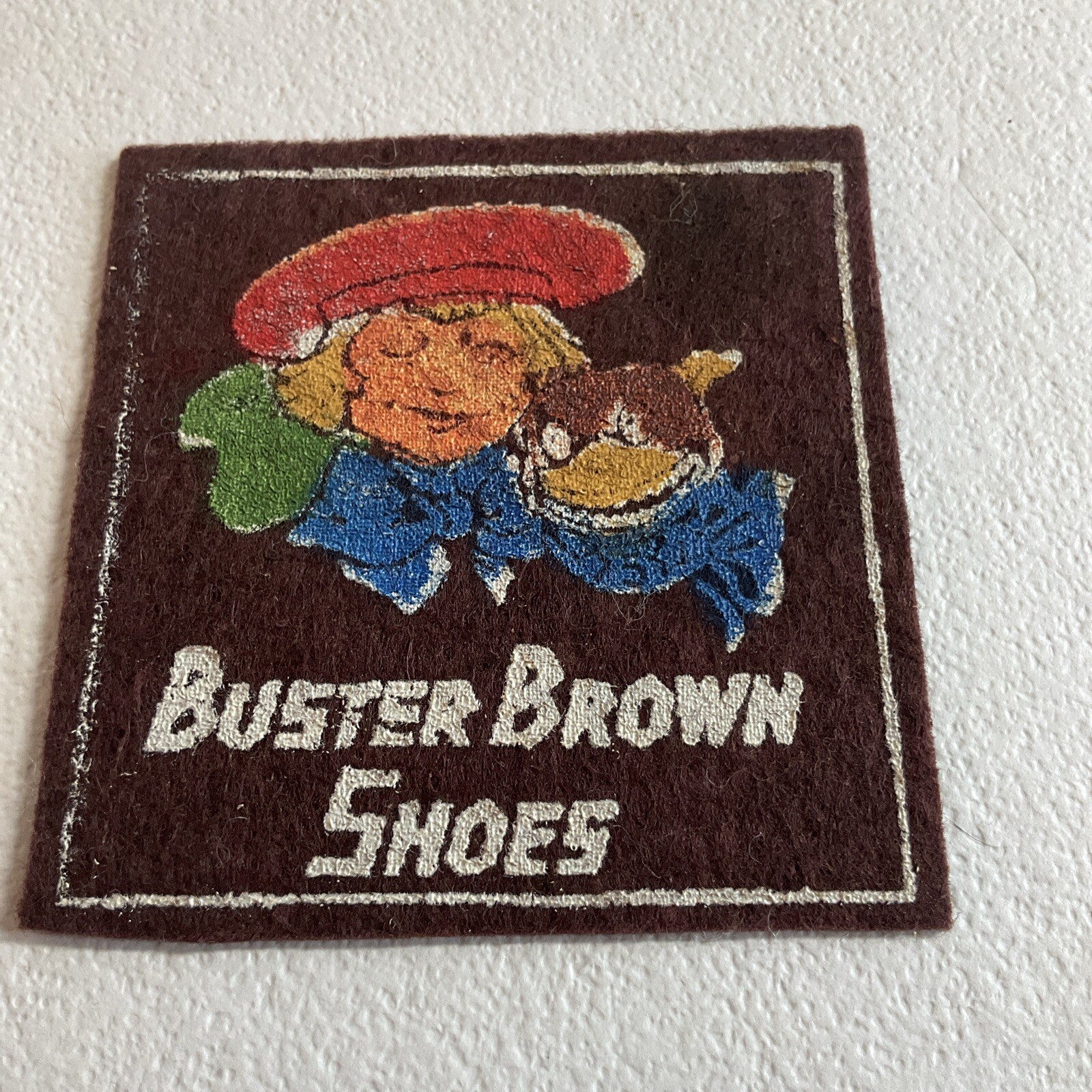 1930s BUSTER BROWN & Tige SHOES ADVERTISING Felt Patch VINTAGE