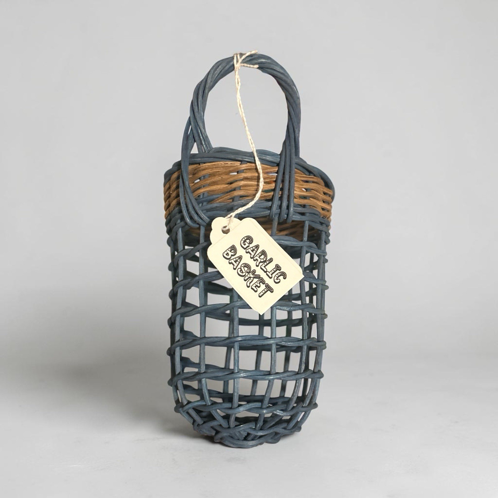 Small Country Rustic Art Style Handmade Hanging Woven Garlic Basket