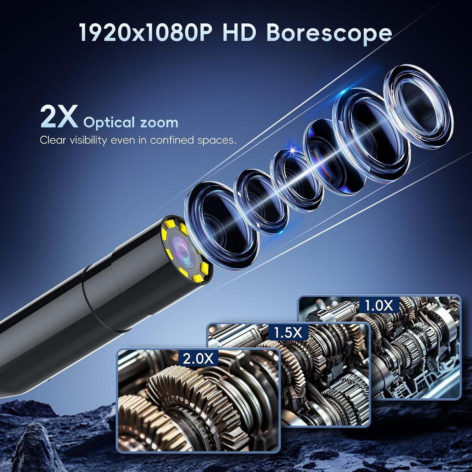 Professional 50FT Borescope with Adjustable LEDs and 1080P Clear Imaging