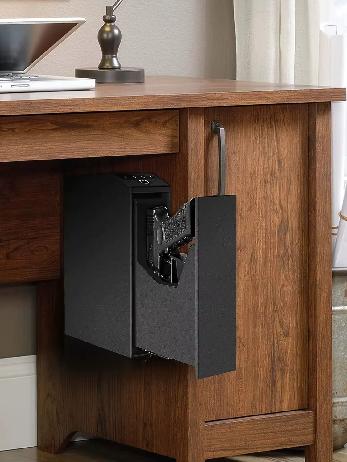 Biometric Slider Handgun Gun Safe for Nightstand Desk Bed Truck Car - Heavy Duty
