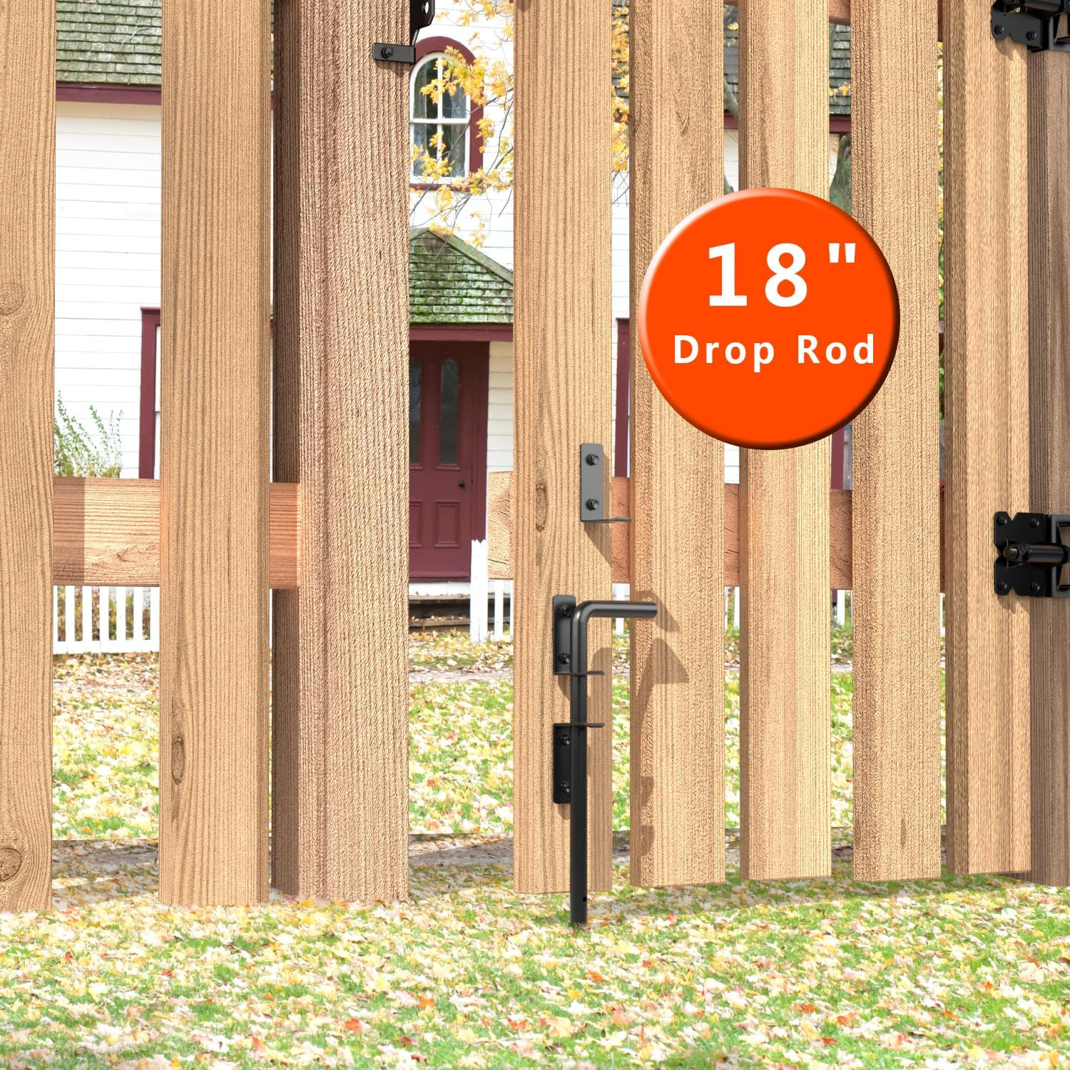 18" Gate Drop Rod, Cane Bolt- Easy to Install, Premium Black Plastic Spraying -