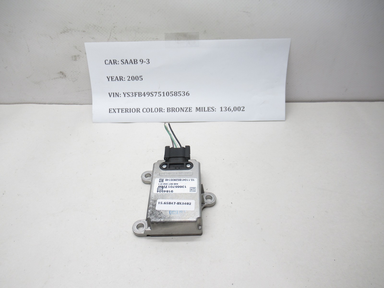2003-2006 Saab 9-3 Yaw Rate Stability Control Unit FWD 13665701 OEM