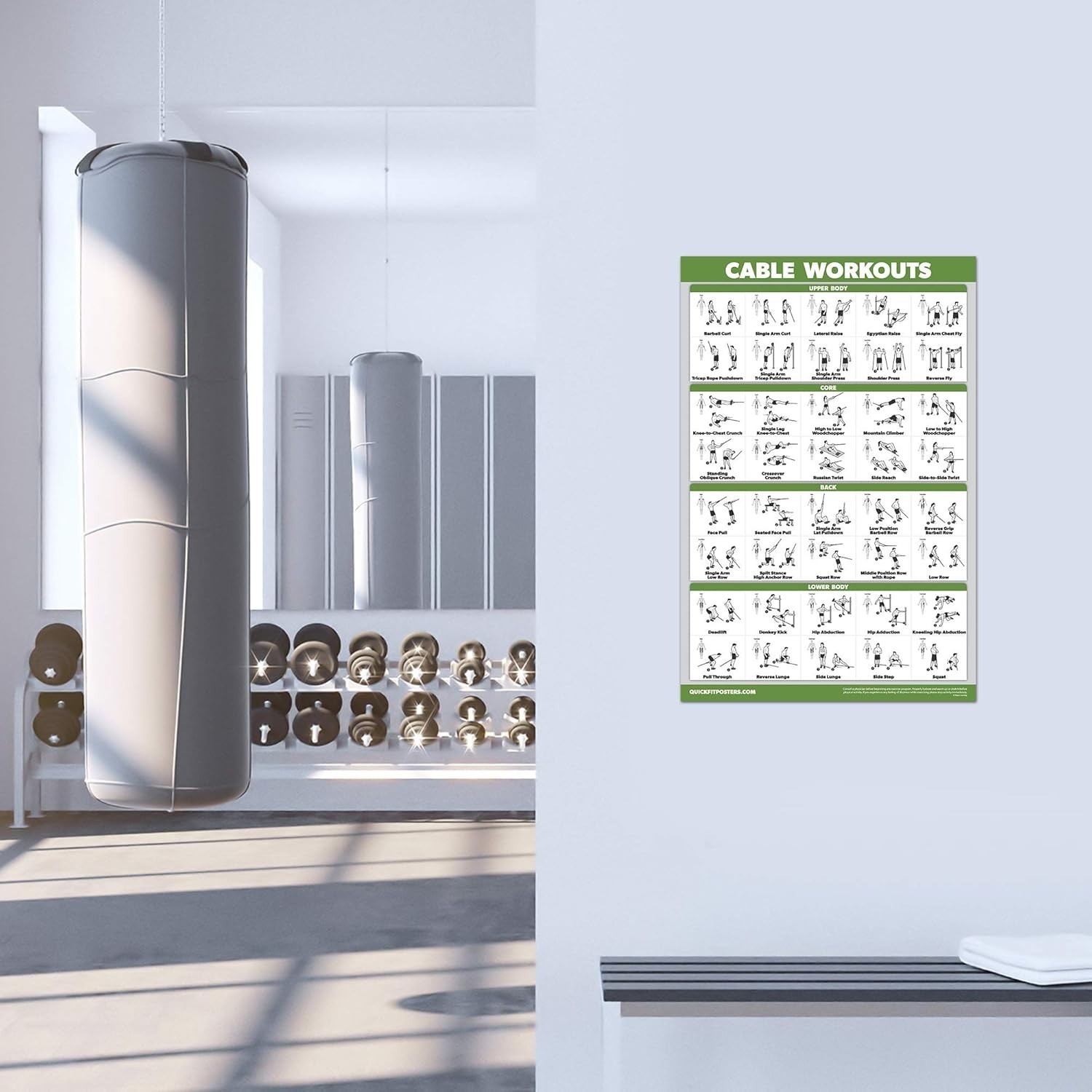 Workout Poster Cable Machine, an Exercise Chart for Cable Training Station