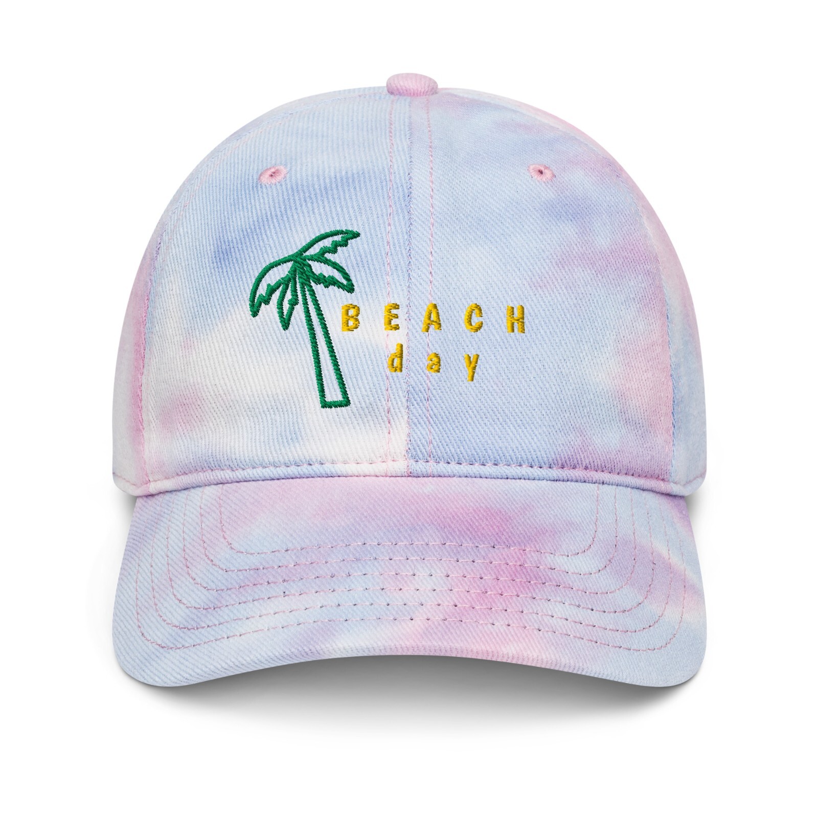Embroidered Tie Dye Cotton Hat Adjustable Beach Days Unisex One Size Buckle Back