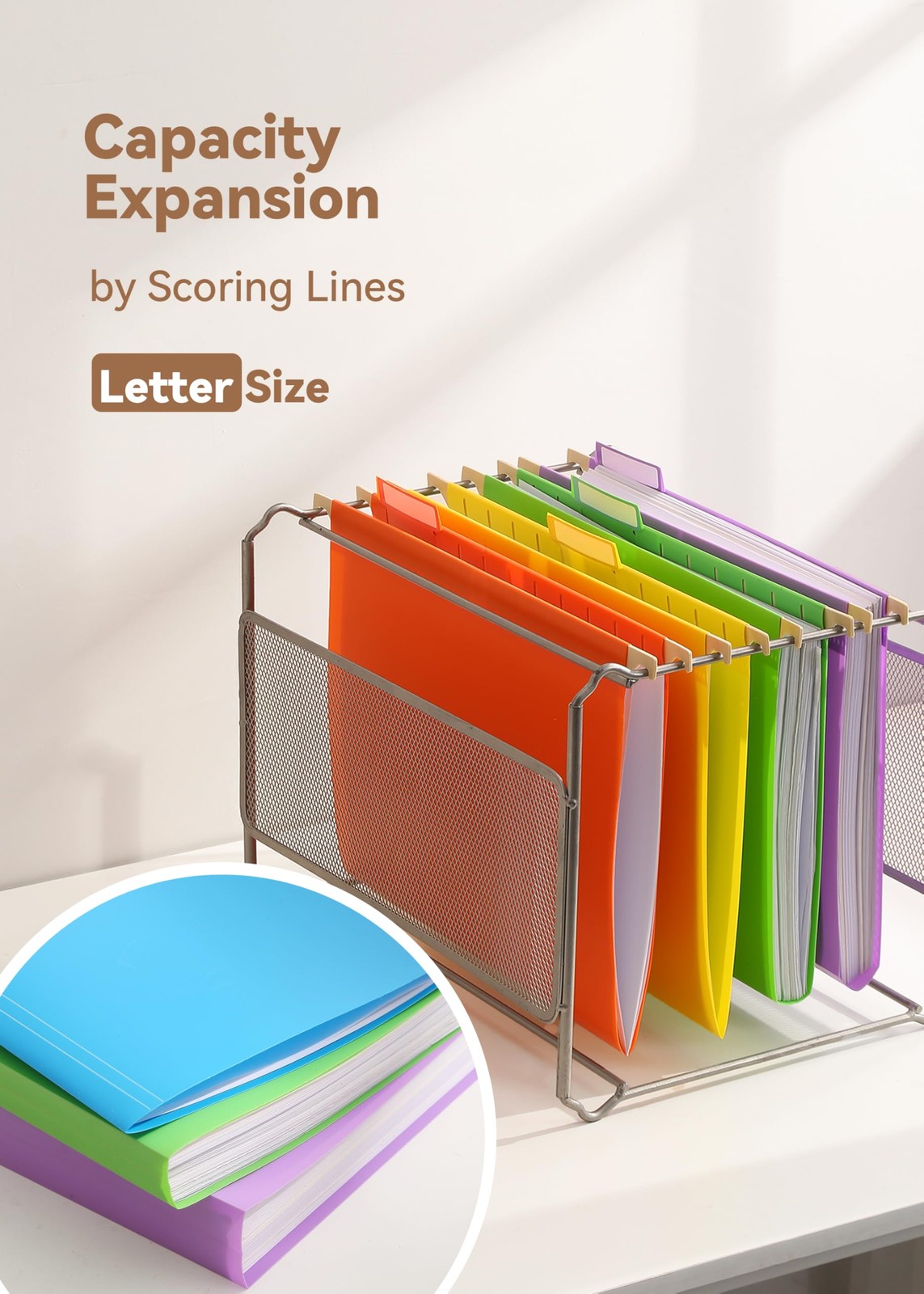 SortRax Plastic Hanging File Folders, Sturdy & Letter, Assorted Colors