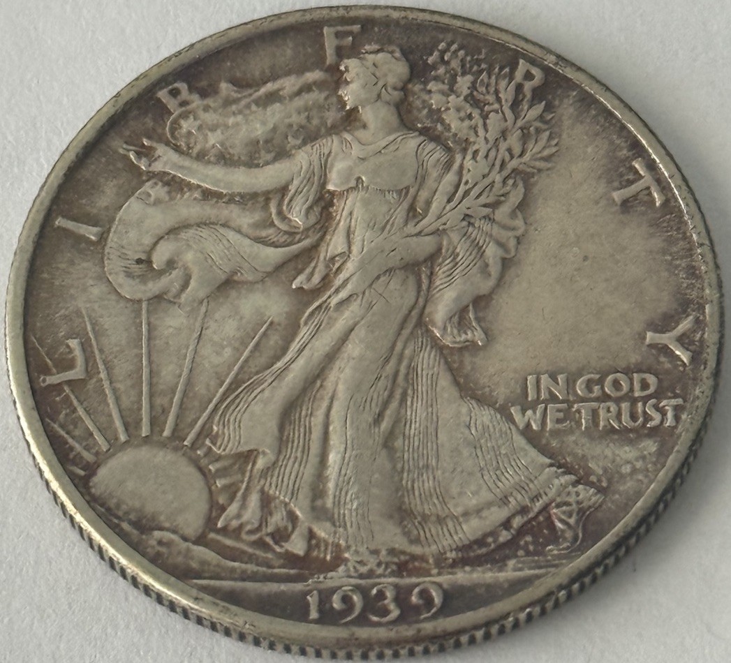 1939 Walking Liberty Silver Half Dollar AU+ Condition