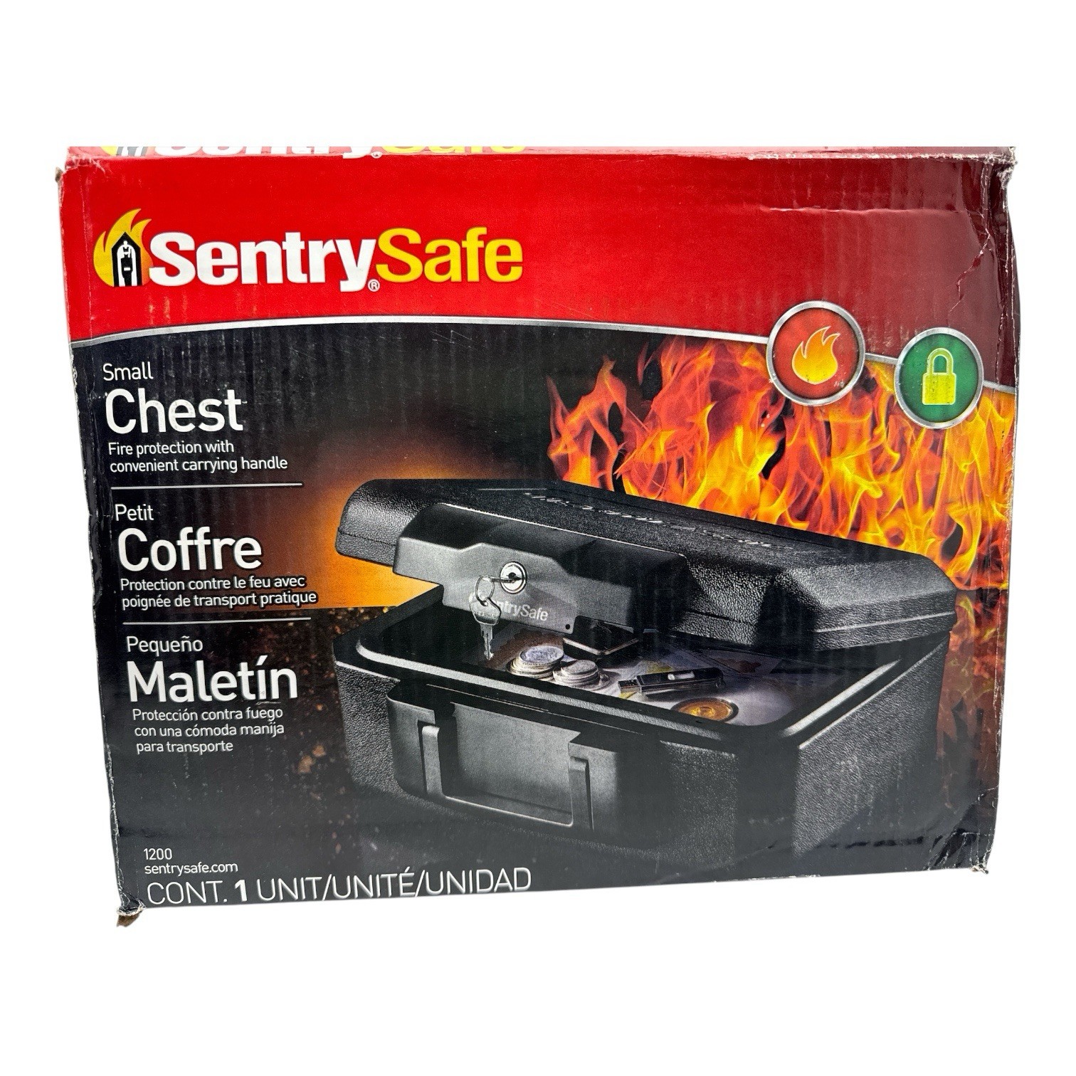 SentrySafe Fire-Resistant Small Box Safe with Key Lock 0.18 cu. ft P44669 (OB)