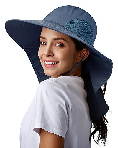 Sun Hats for Women UPF 80+ UV Protection Wide Brim Hiking One Size 06-navy