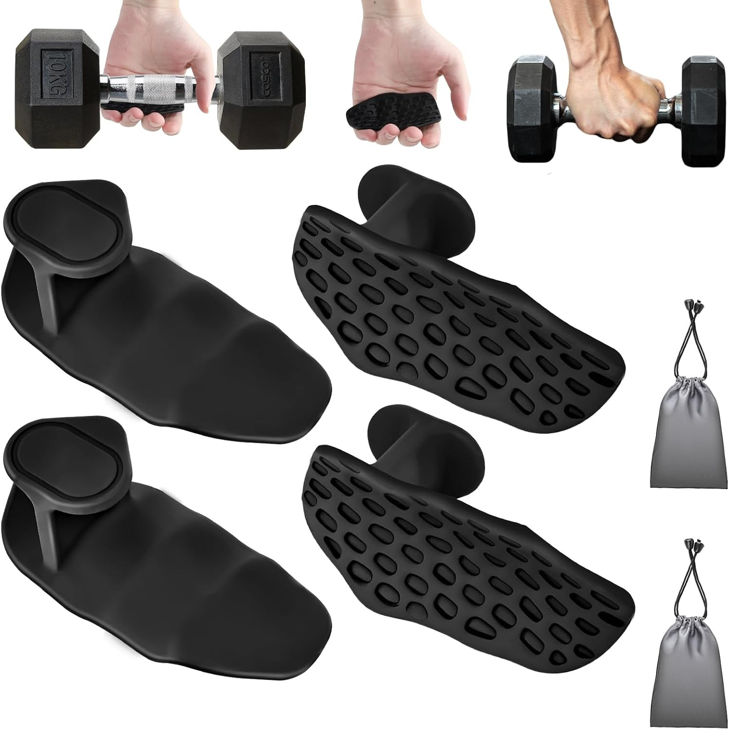 4-PCS Rypt Grip for Weight Lifting Deadlift Rows-Rubber Anti-Slip Ergonomic Lift