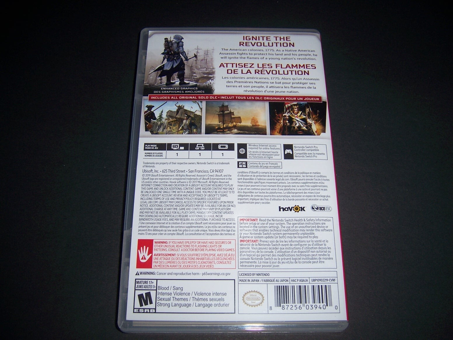 Authentic Case ONLY Replacement Nintendo Switch Assassin's Creed III Remastered