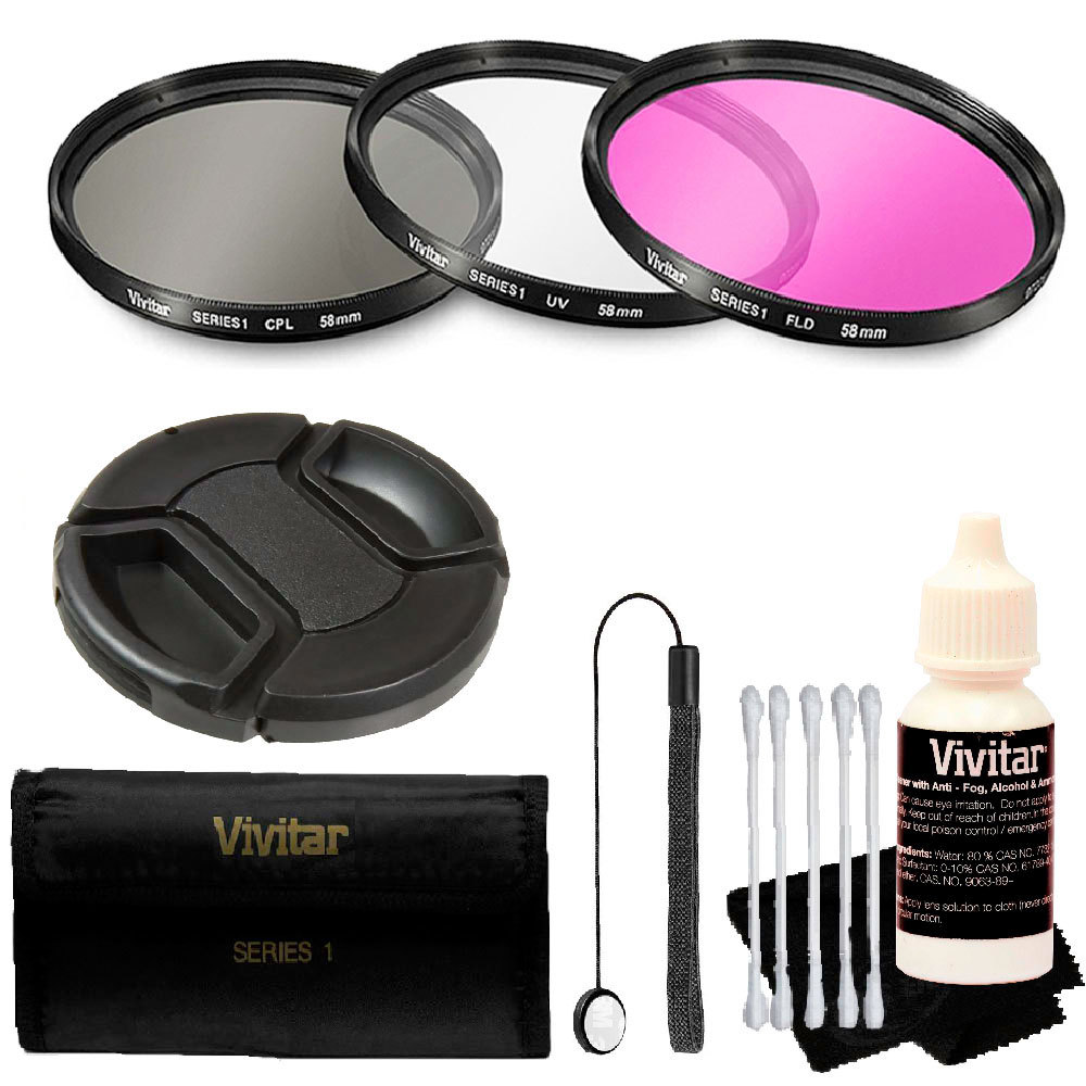 Vivitar 58mm Professional Digital Filter Kit + Accessory Kit for 58mm Lenses
