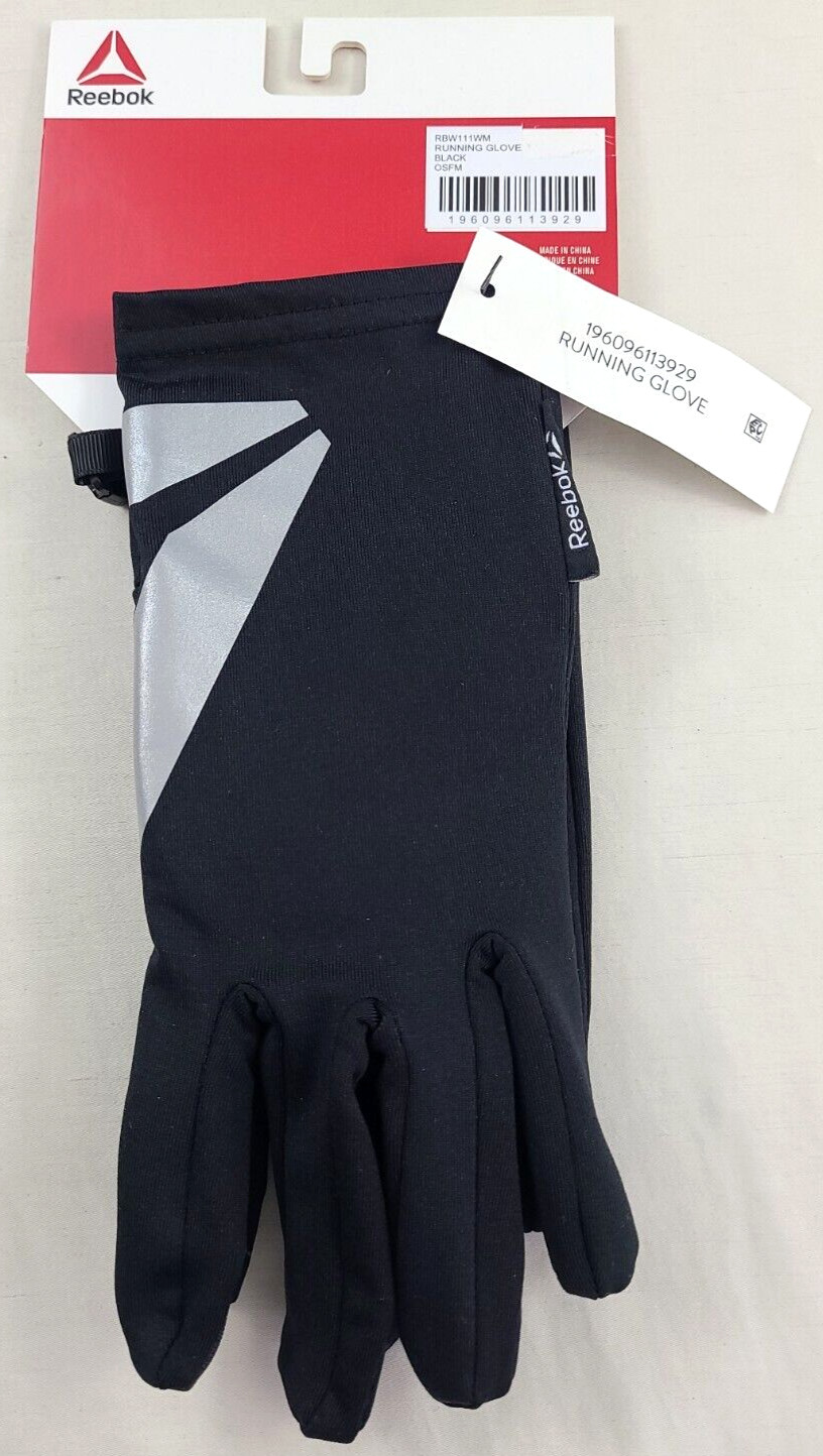 Reebok Women's Sports Gloves OS Black Touchscreen Water Repellent Brushed Fleece
