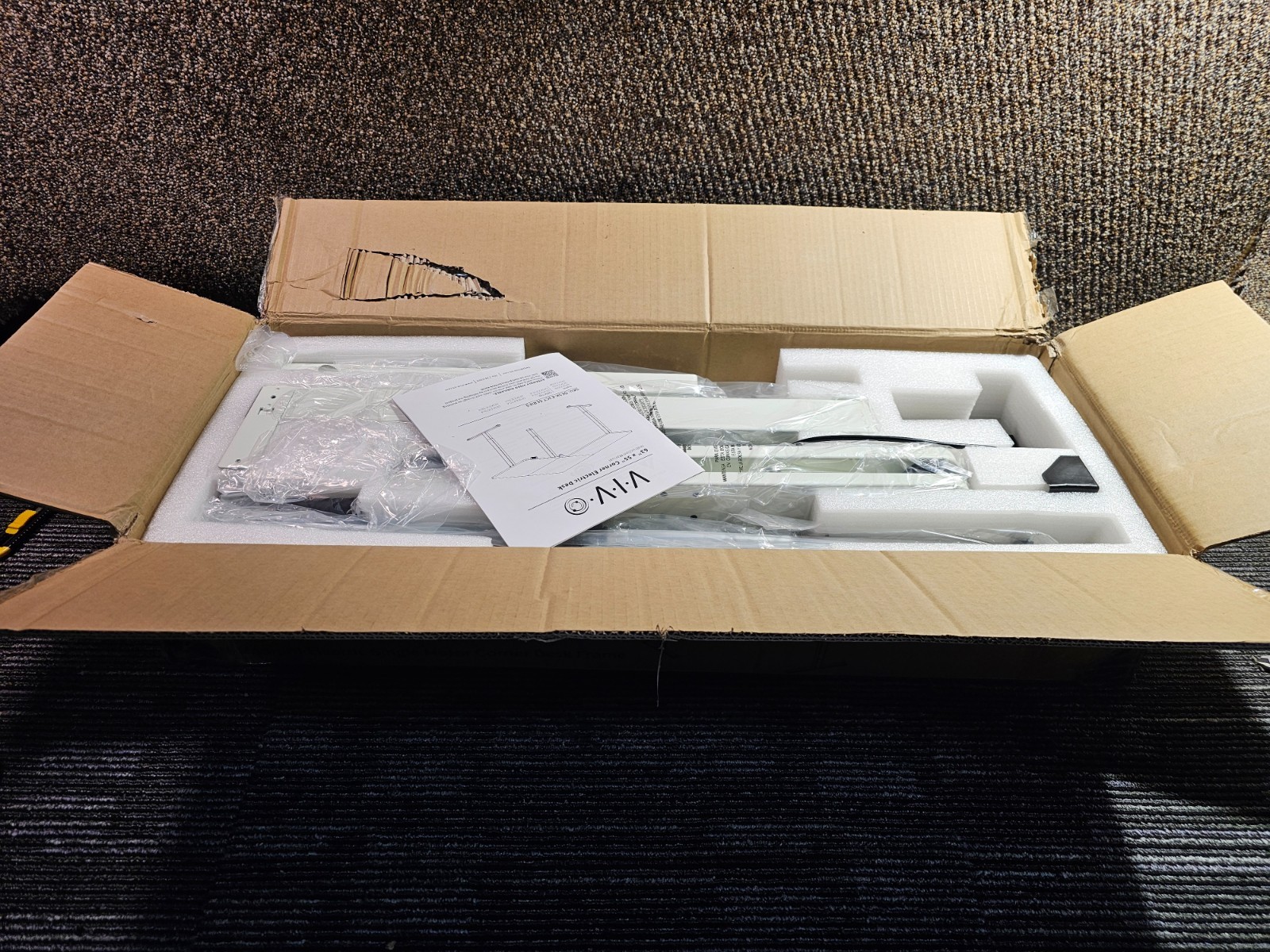 VIVO DESK-E355W White Medium Electric Single Motor Corner Desk Frame Only