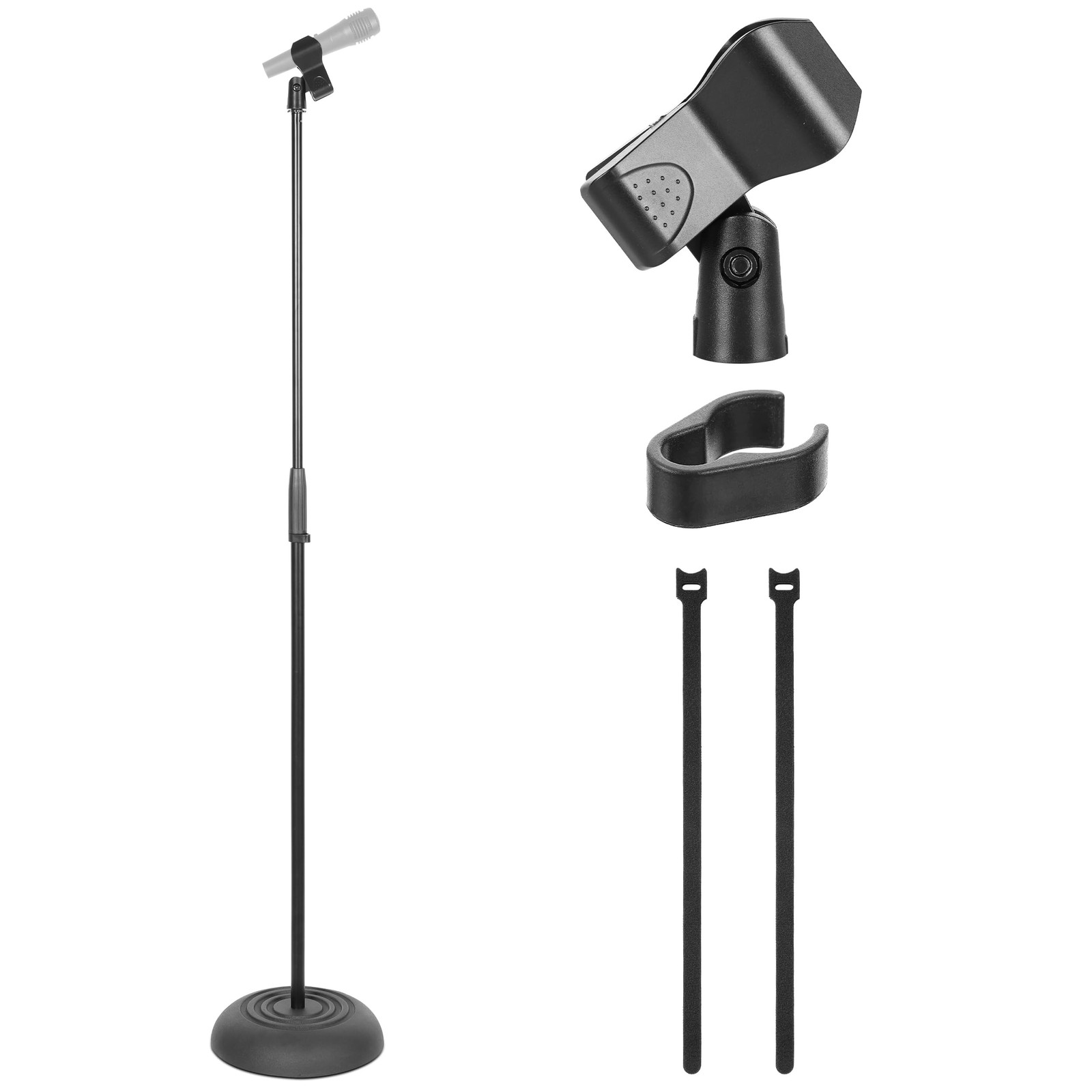 Pyle Adjustable Height Mic Stand, 36.2" - 63.7” Universal Mic Holder (Black)