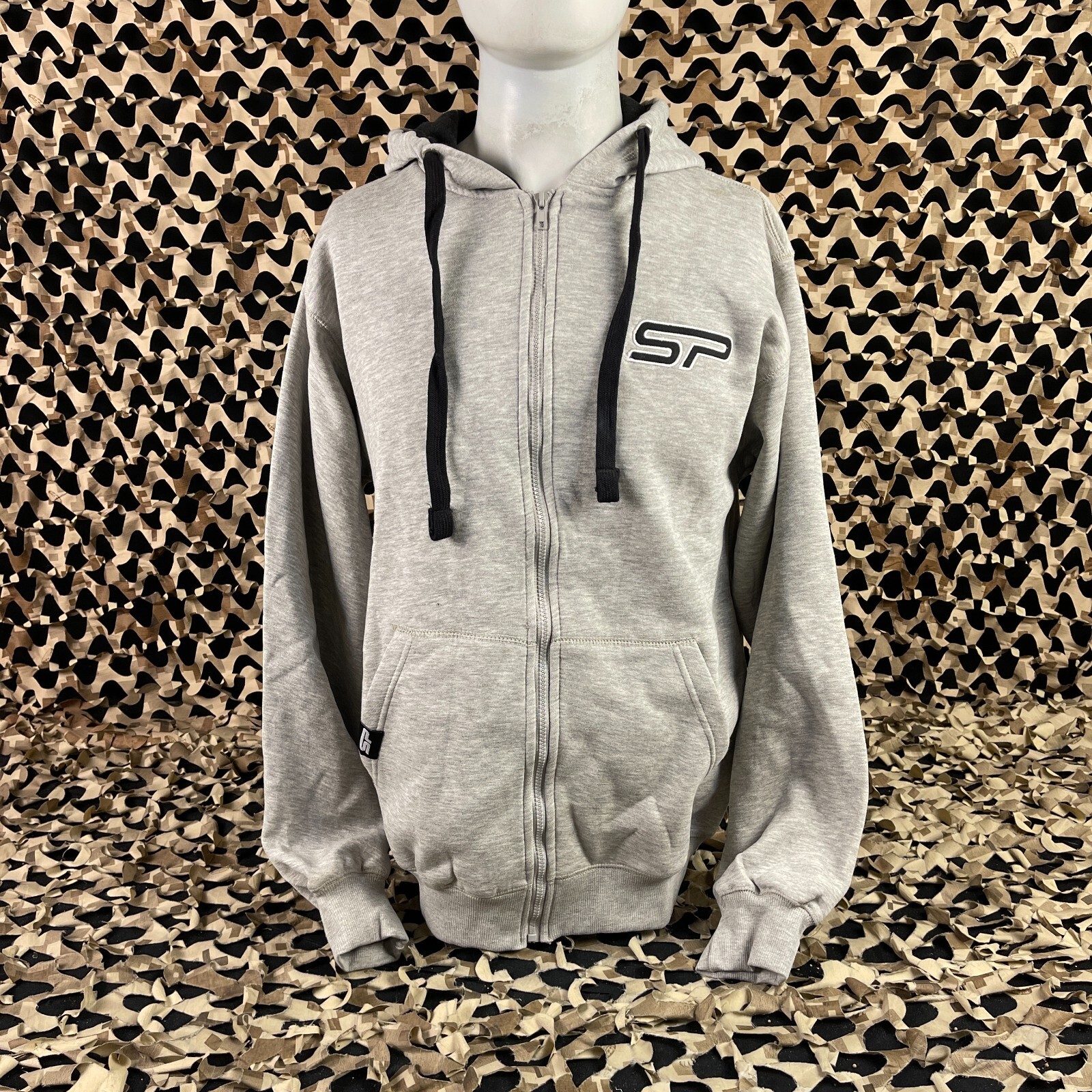NEW SP Logo Zip Up Hooded Sweatshirt - Grey - Large