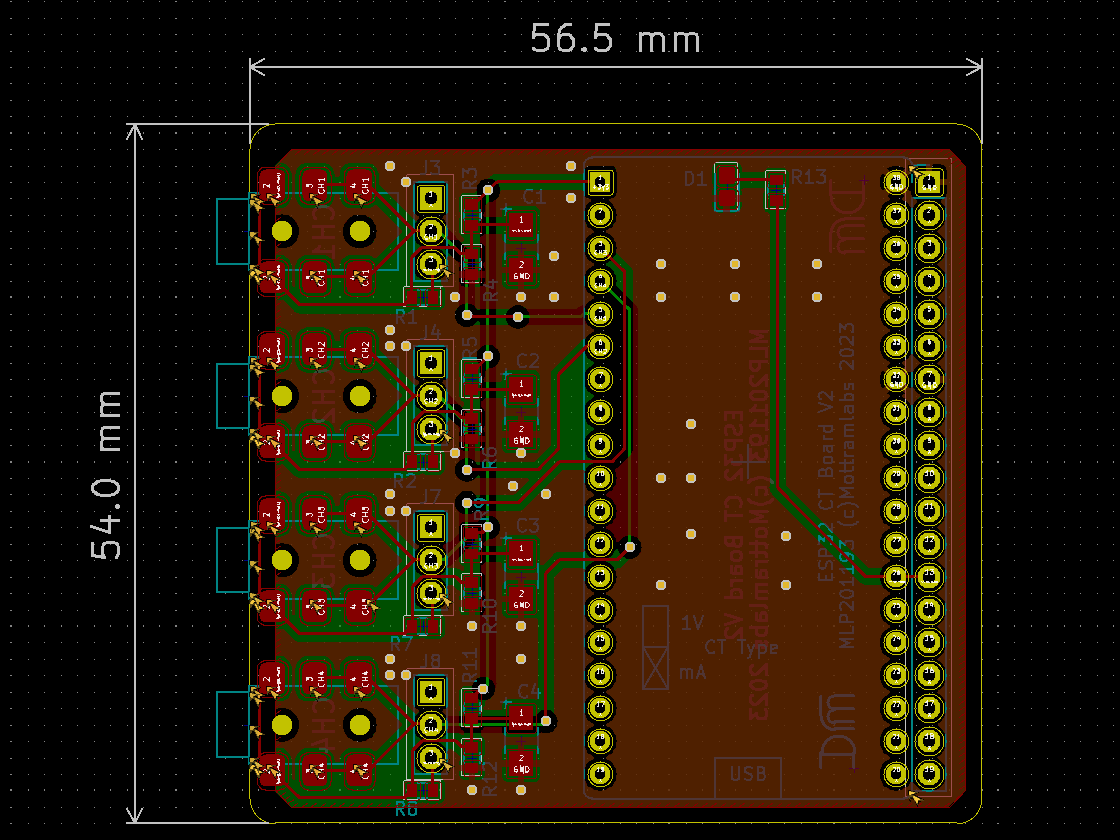 4 Channel ESP32 Mains Current Sensor V2 - Node-MCU 38-Pin SCT013 - 100A/50mA