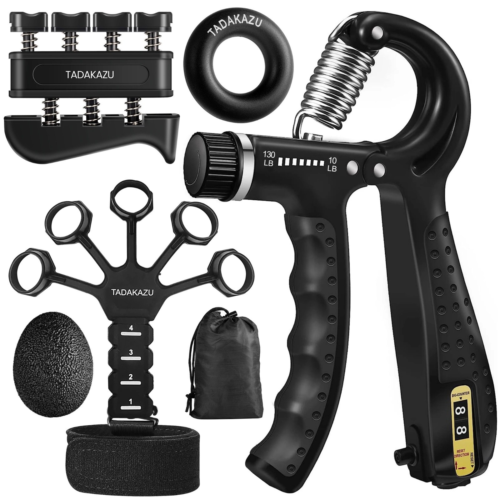Grip Trainer Kit: Adjustable Hand Gripper,Finger/Hand Exercisers,Stress Ball