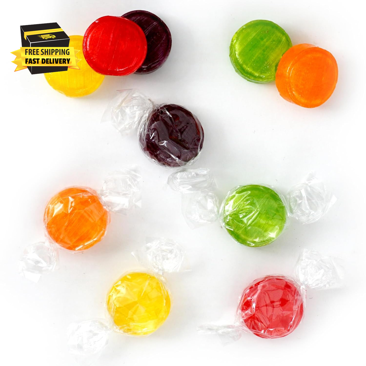 Assorted Fruit Hard Candy, 1 Pound Bulk Candy (Approx. 75 Pcs.), Individually Wr