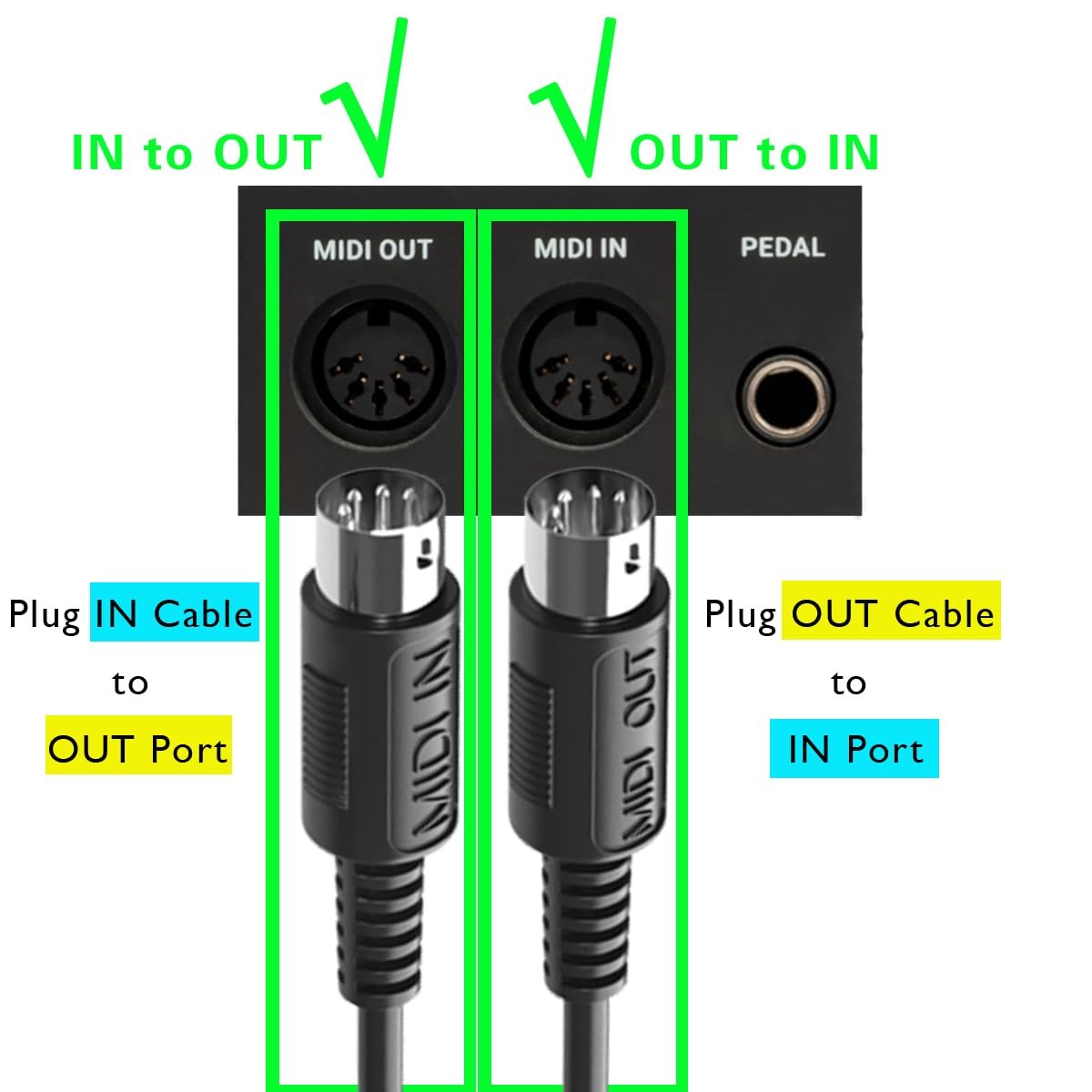 USB~C MIDI Interface Cable, In/Out, iOS/Android, Mac/Windows, 6.5ft