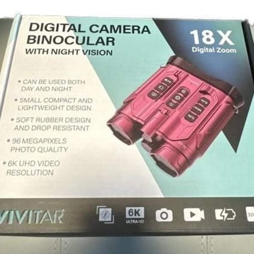 Vivitar Digital Camera Binoculars with Night Vision 18X Digital Zoom Plum
