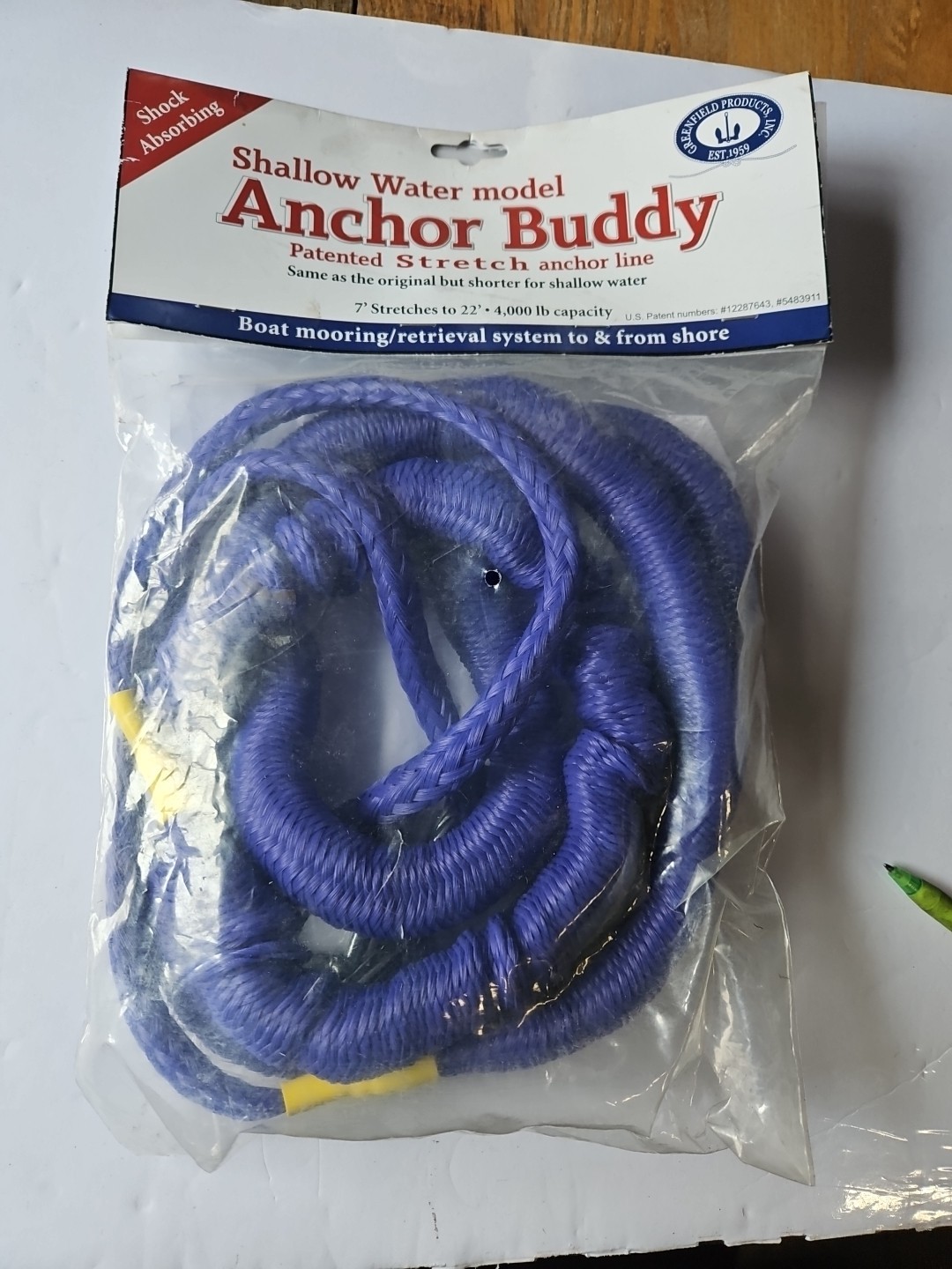 GREENFIELD PRODUCTS Anchor Buddy 7' Stretches 22' Anchor Line SWAB-P OMCB6