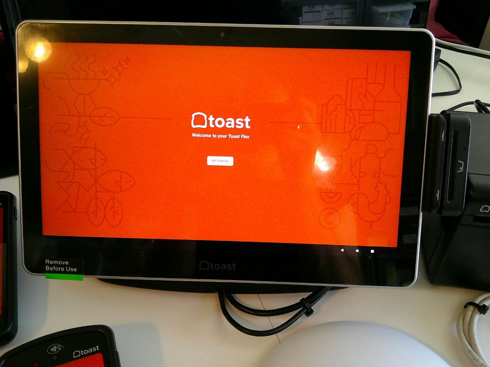 Toast Flex Restaurant System. POS, 5 Handheld Units, Printers, 22" Monitors