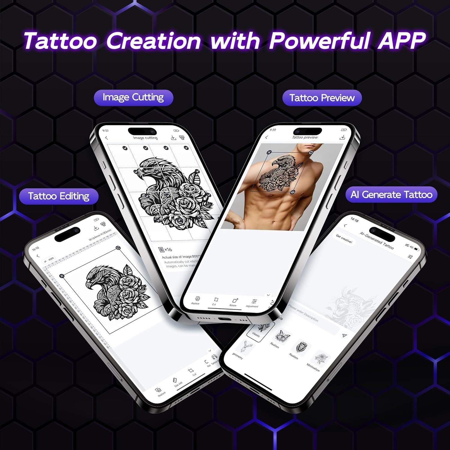 Phomemo Upgraded A886 TP86 Tattoo Stencil Printer for Beginners Black with paper