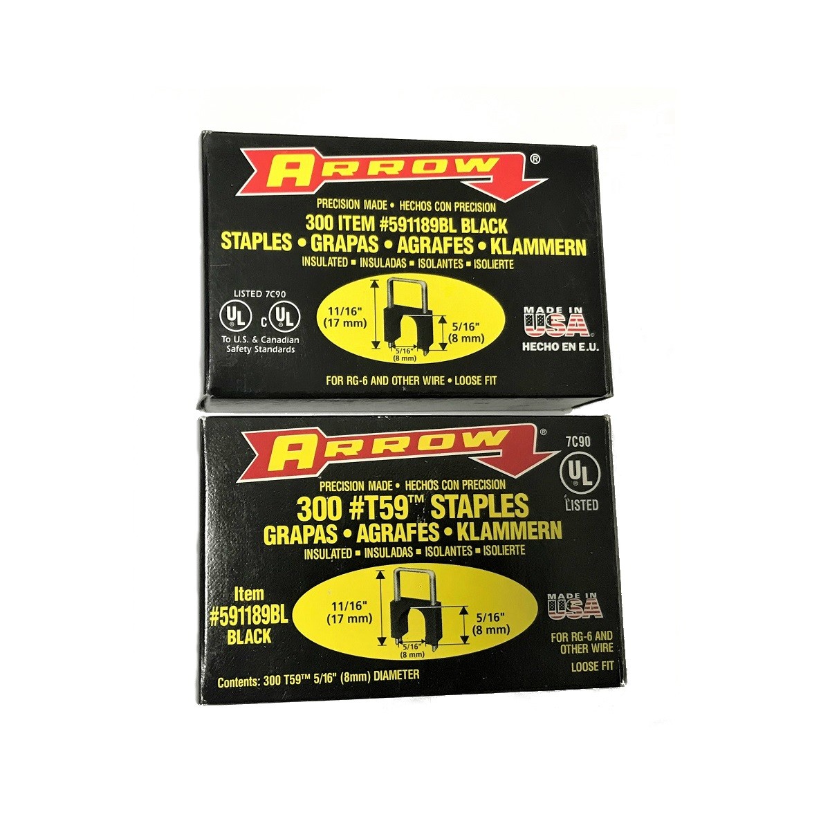 2/Pack Arrow 591189BL 2PK T59 Insulated Staples, 5/16 x 5/16" Black 2) 300/Boxes