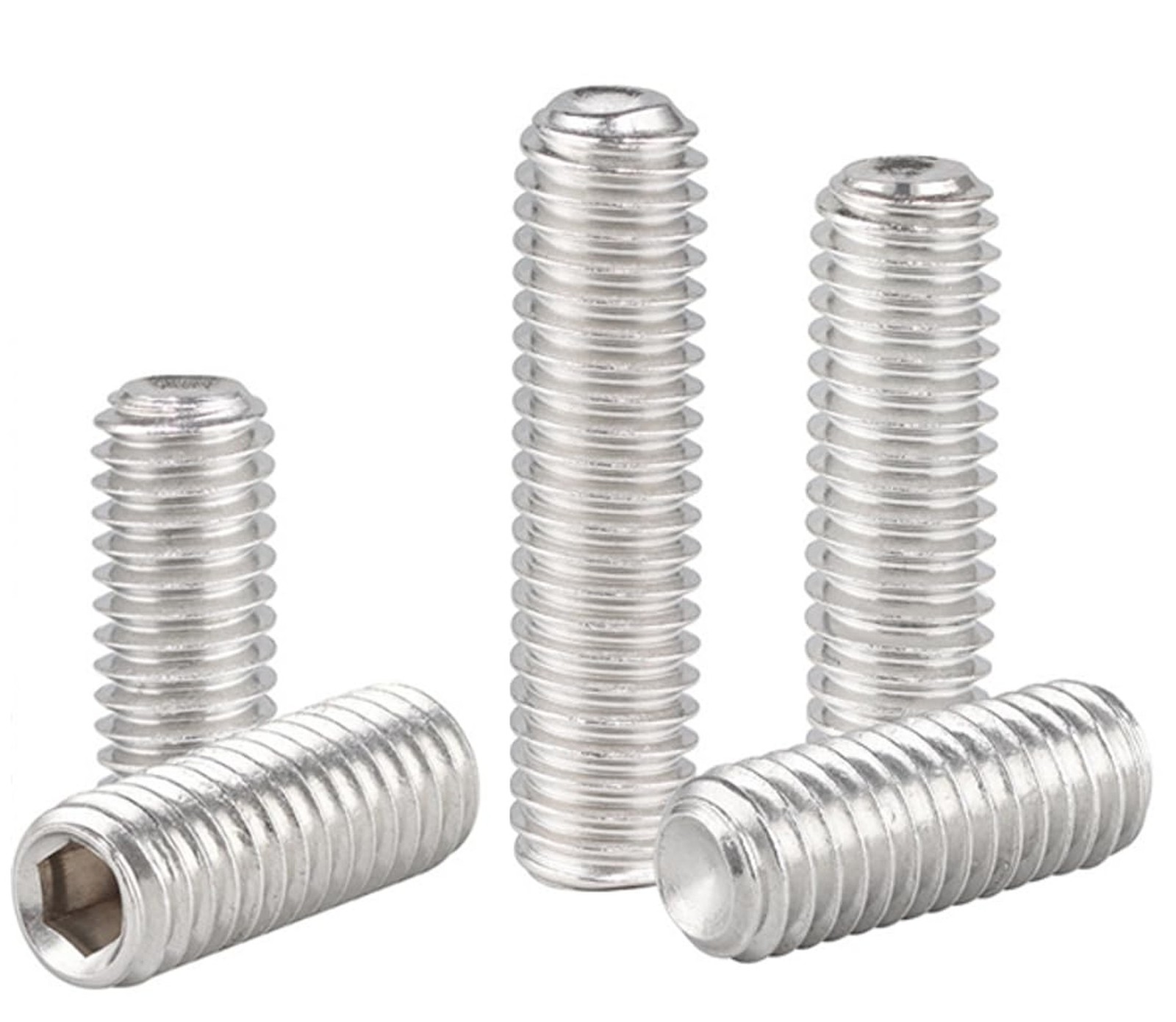 6Pcs M8-1.25 x 50mm Hex Socket Set Grub Screws,Headless Cup Point,Flat Point ...