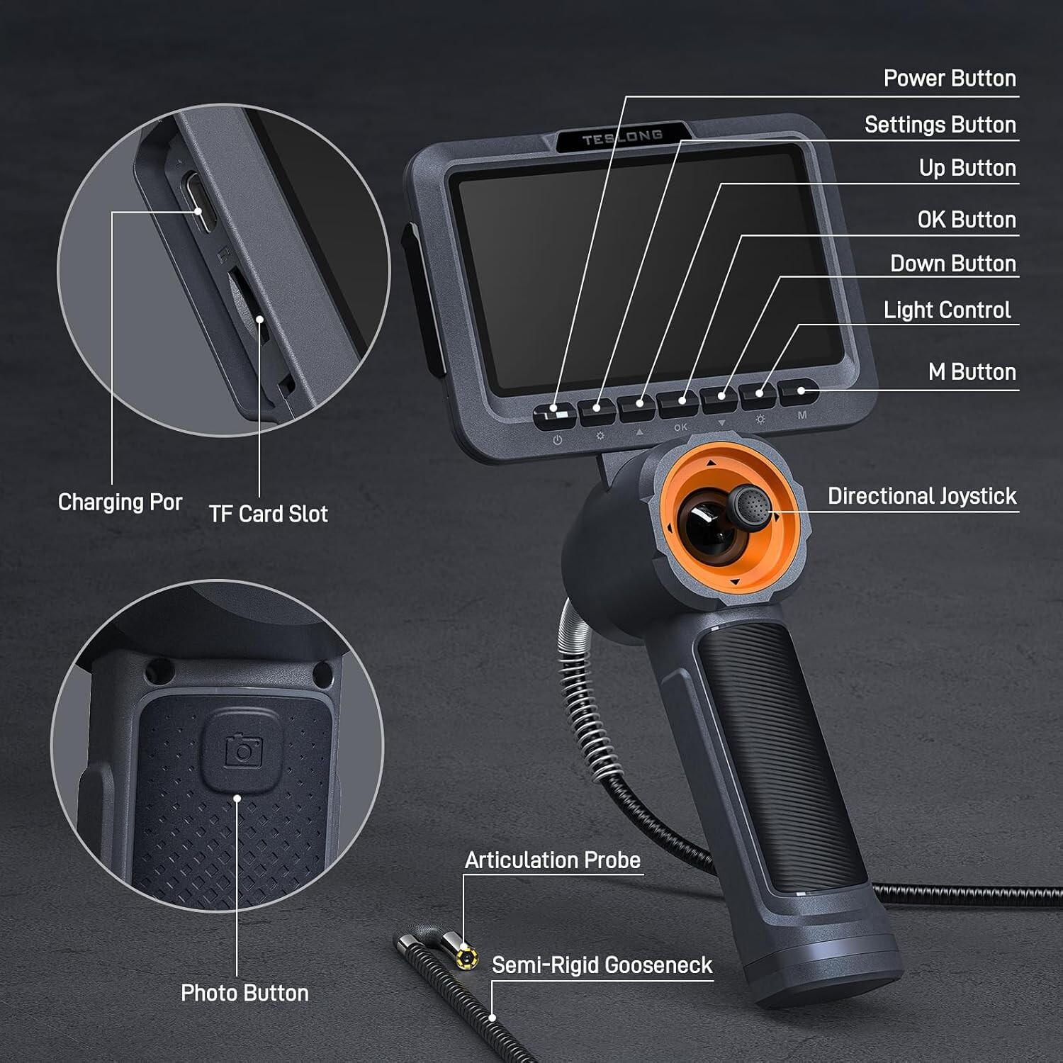 360° Joystick Articulation Borescope Inspection Camera Industrial Endoscope