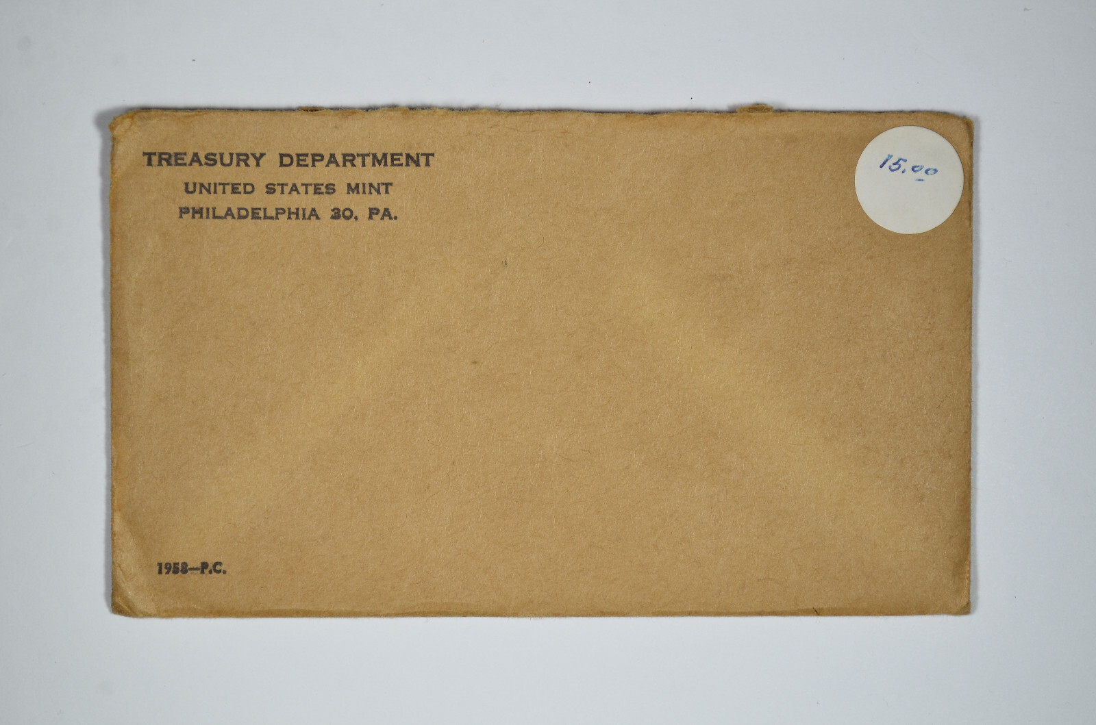 1958 Philadelphia US Mint Proof Set Envelope Only - No Coins