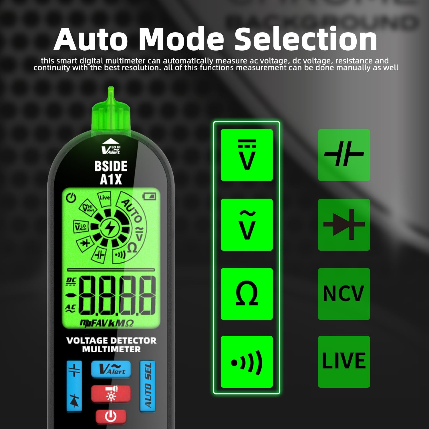 BSIDE Smart Digital Multimeter Tester Rechargeable Electrical Voltmeter A1X