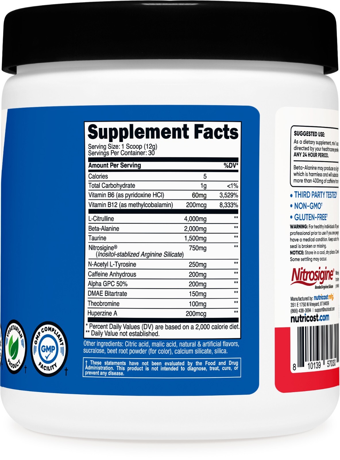 Nutricost Pre-Workout Complex Powder (30 Servings) (Fruit Punch)