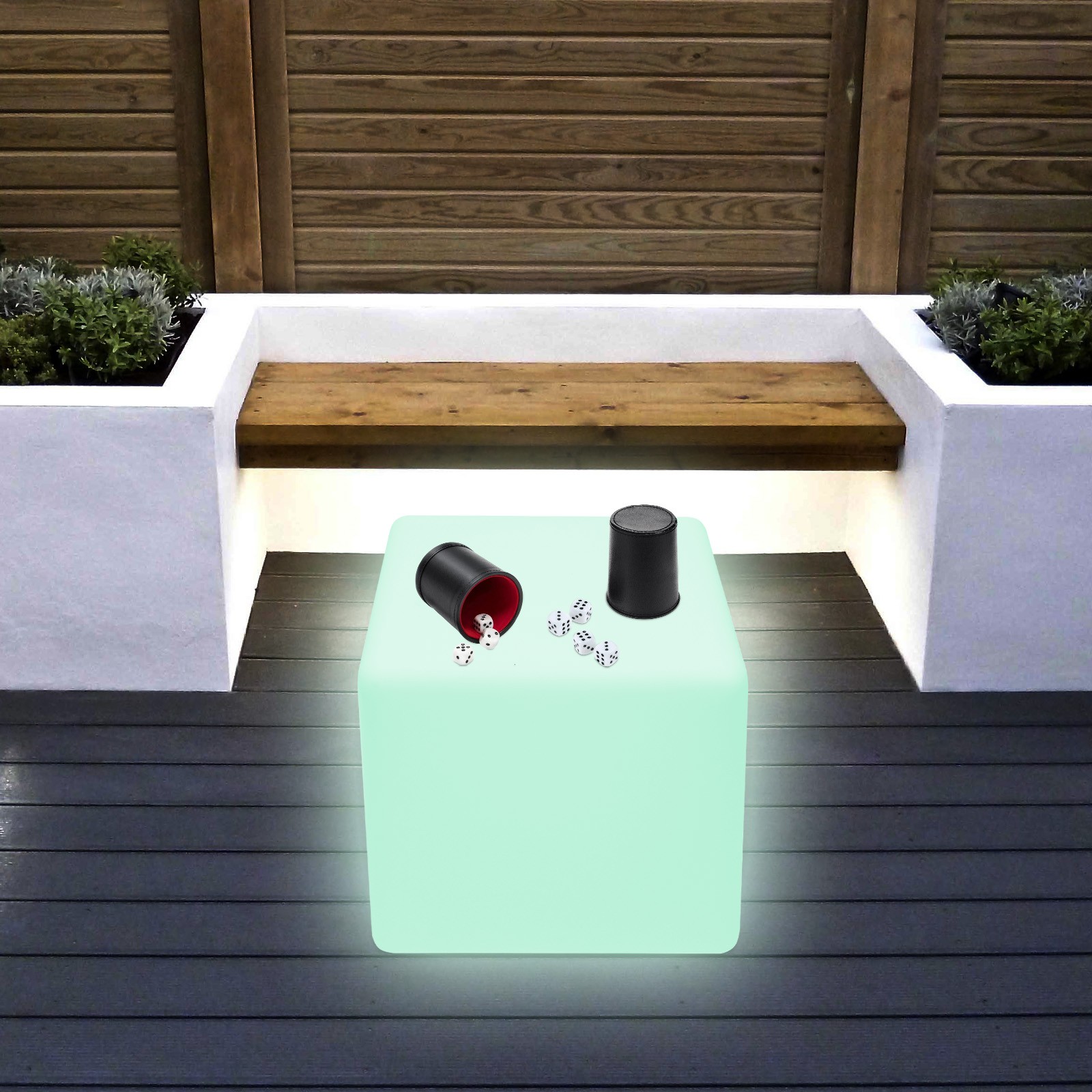 16-Color Changing Cube Light Pub Bar Stool Chair w/Remote Control RGB LED 16inch