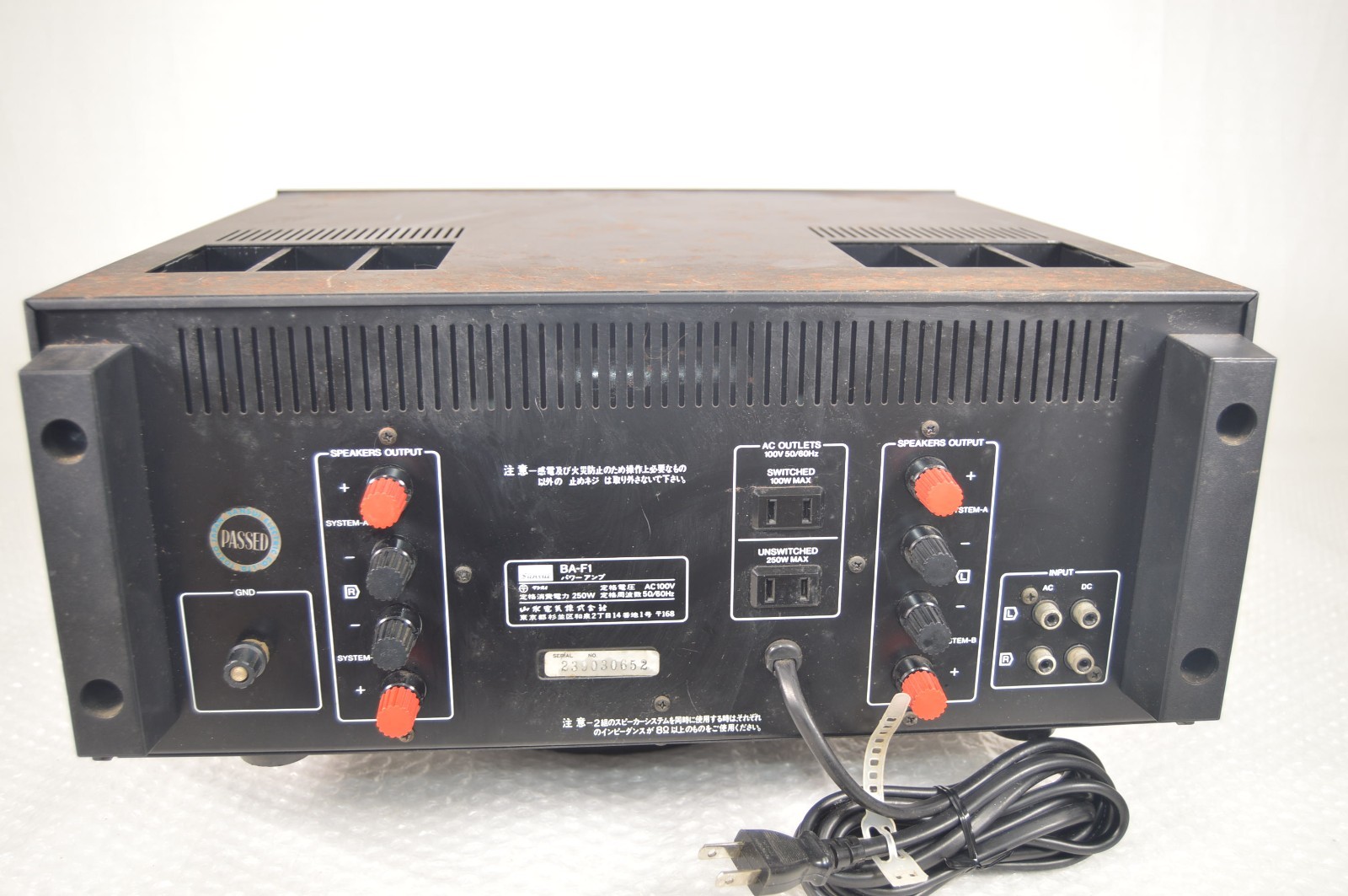 SANSUI BA-F1 Stereo Power Amplifier AC100V Good Condition Working