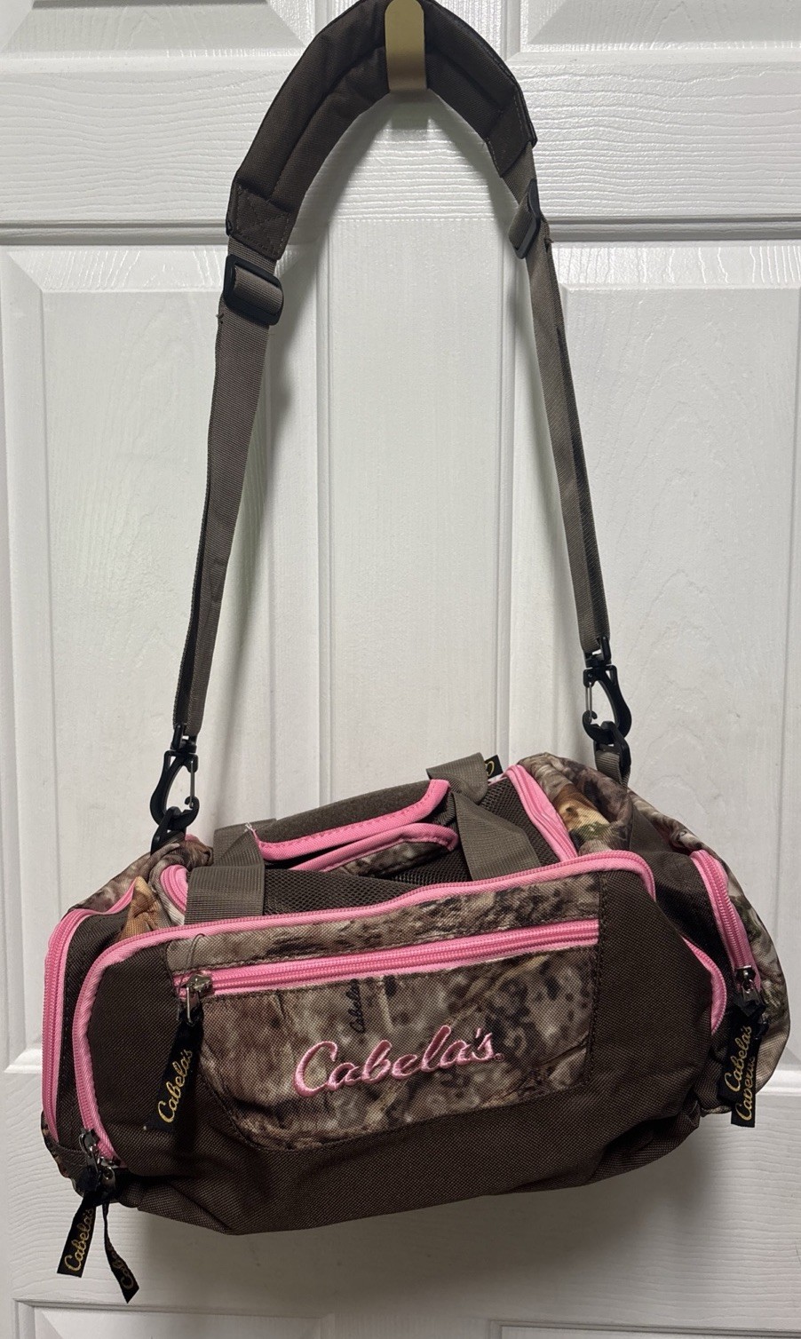 Cabelas Catch All Gear Bag Weather Resistant Camo Fishing Hunting 7 Pocket Bag