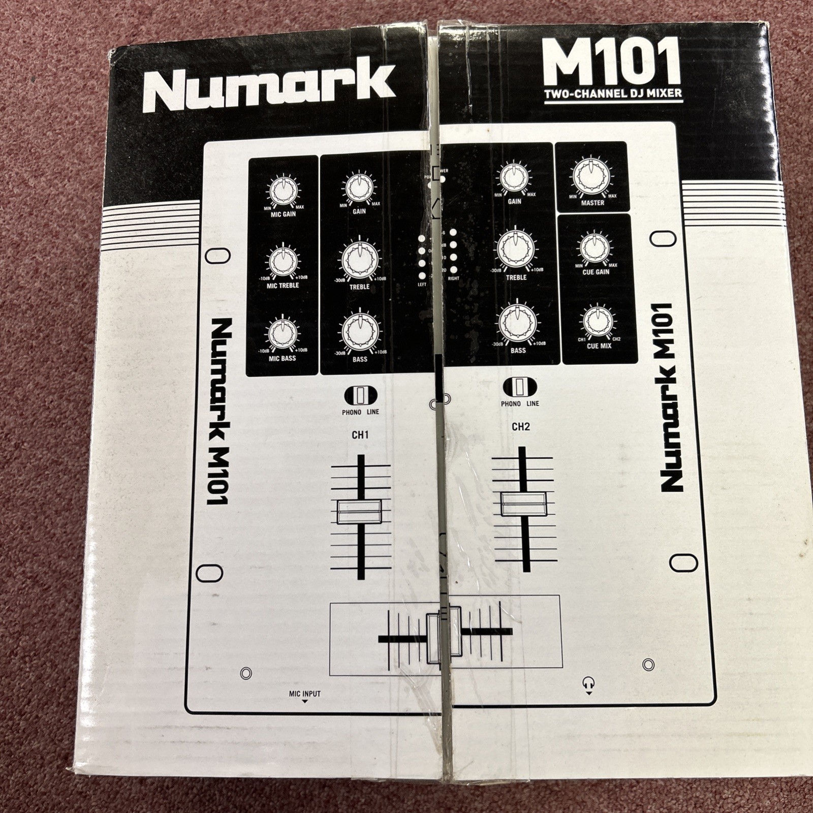 Numark M101 DJ Mixer 2-Channels with Power Cable and Manual (open box)
