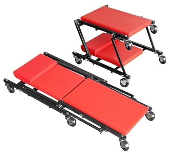 36" Rolling Foldable Automotive Creeper - 2-in Creeper - 36" Red - Foldable