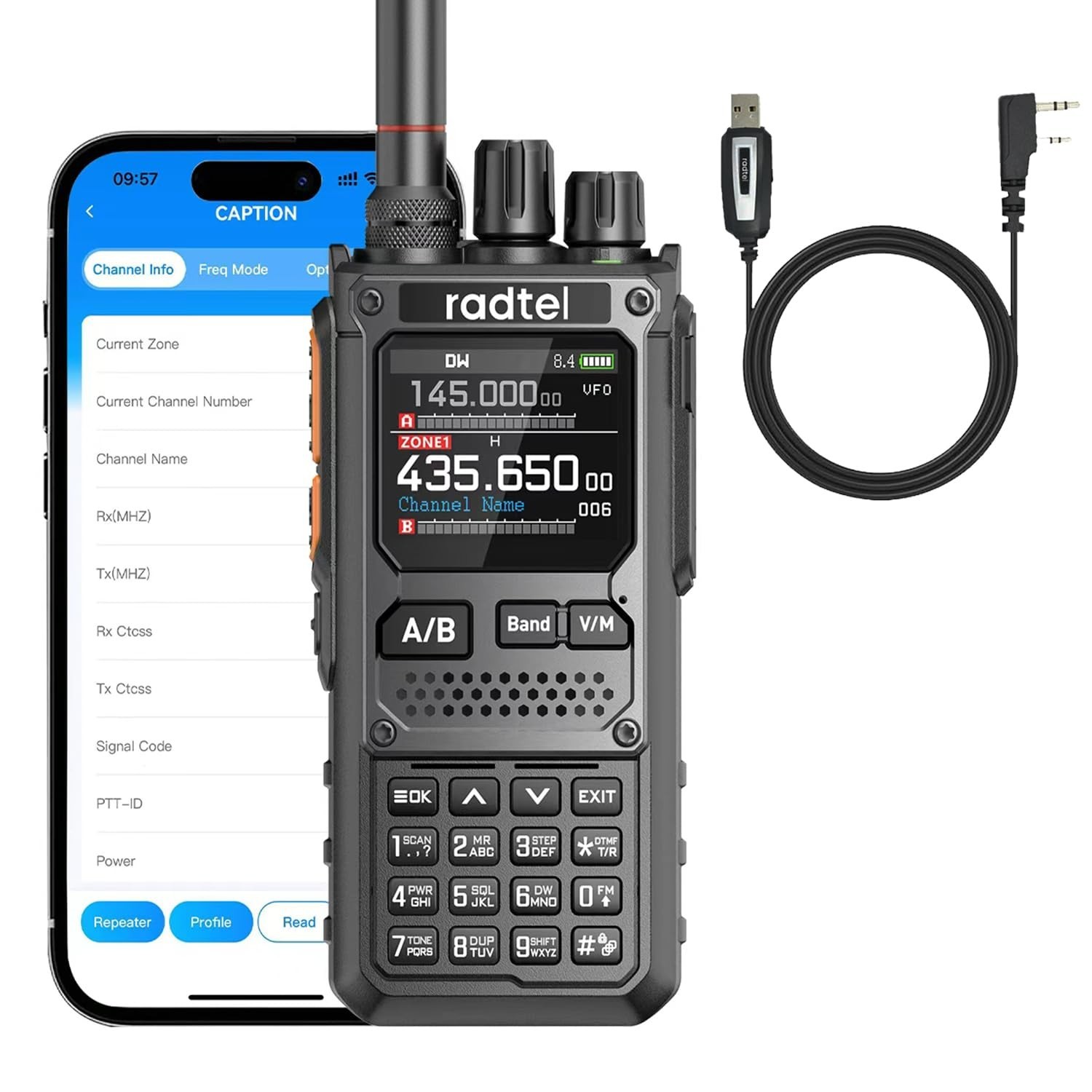 Radtel RT-920 Walkie Talkie Long Range 8W Two-Way Radio, SW MW LW CB 27MHz Re...
