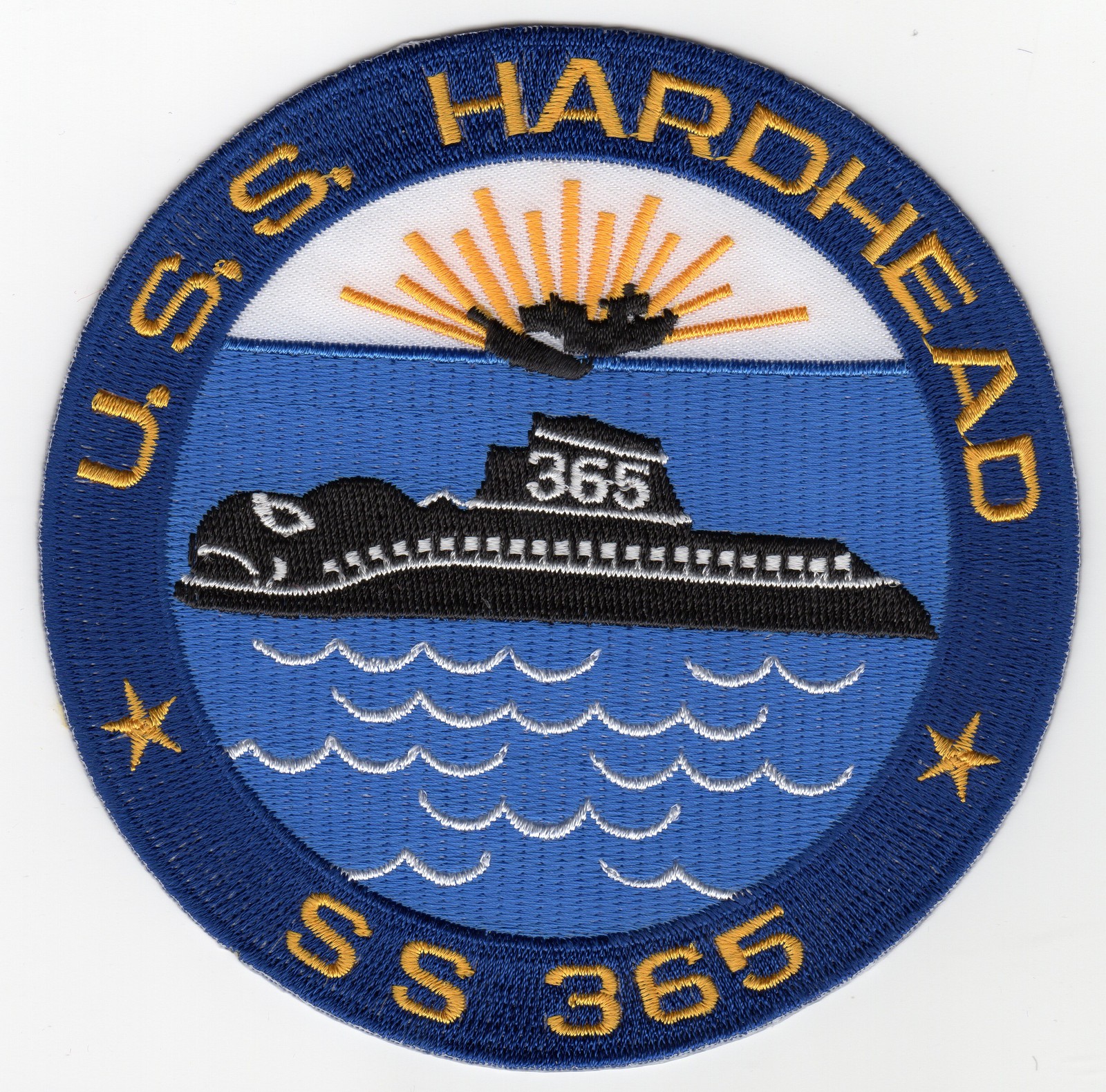 USS Hardhead SS 365 - Sub at Sea With ship exploding BC Patch Cat No C5378