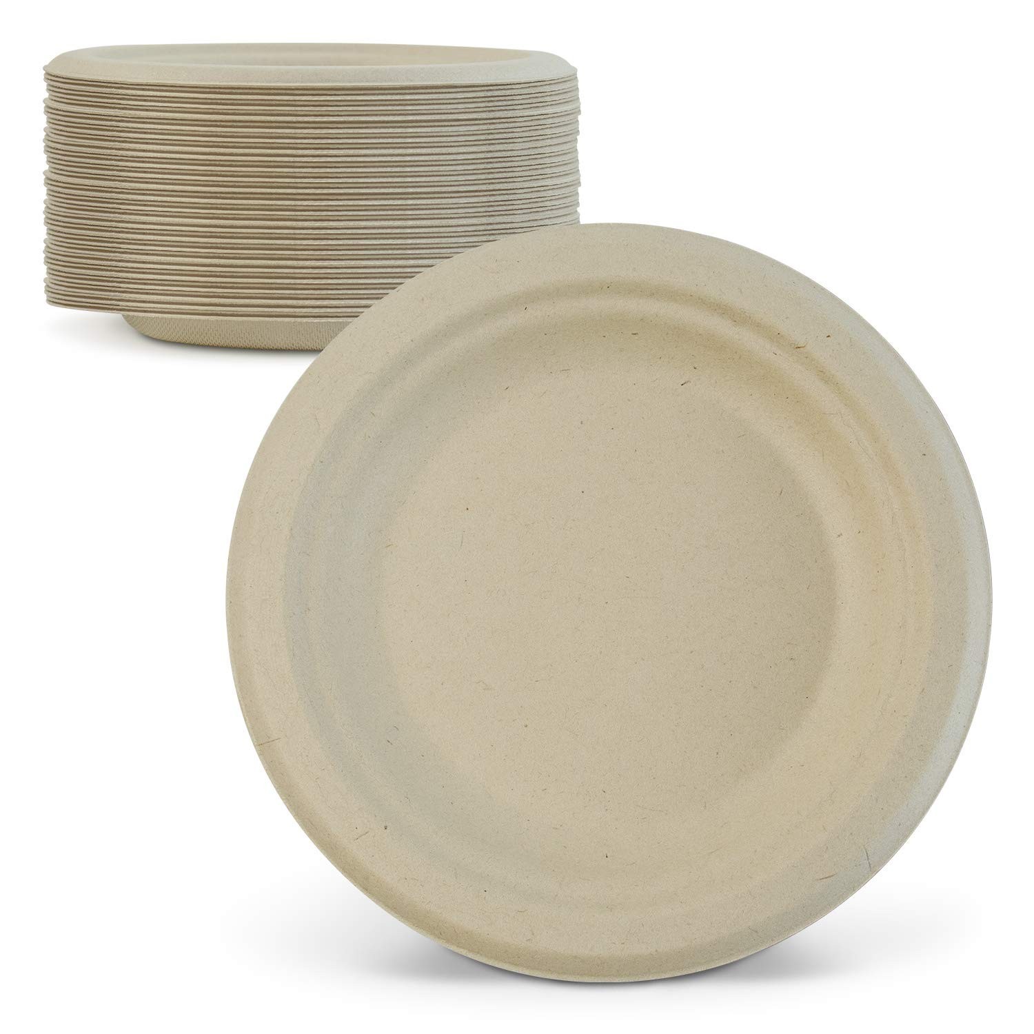 Green Earth, 6-Inch, 125-Count, Compostable Plates, Natural Bamboo Fibers, Ev...
