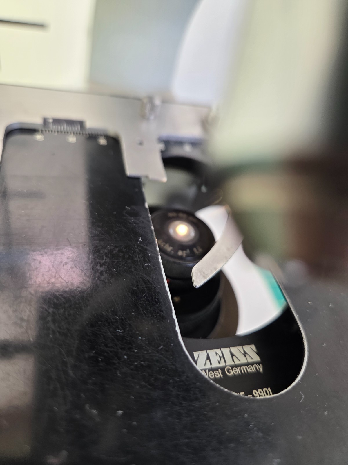 Zeiss Upright Microscope Mounted on a Metal Plate W/2 Objectives