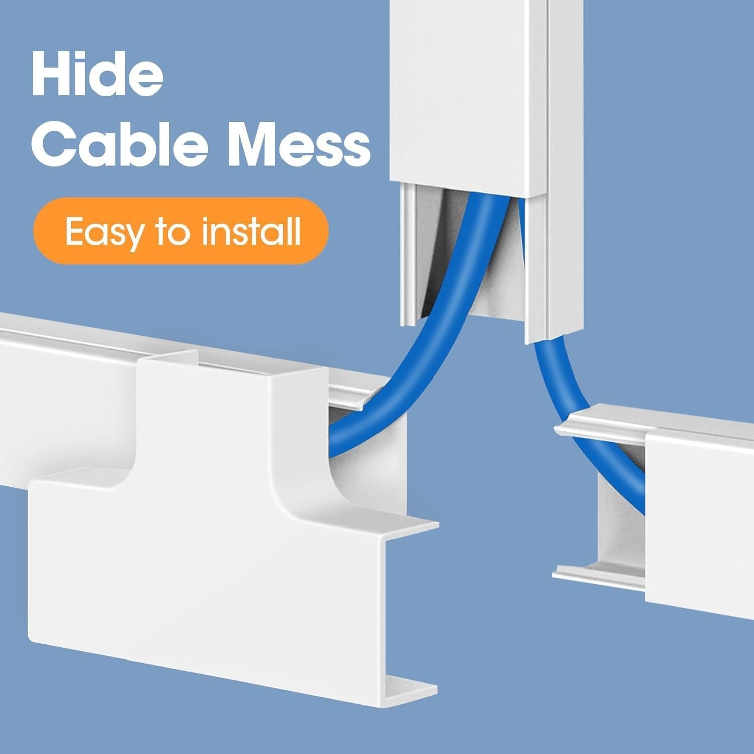 116in Cord Hider Kit, Cord Covers for Wires on Wall, Cord Hider for Wall Mount t