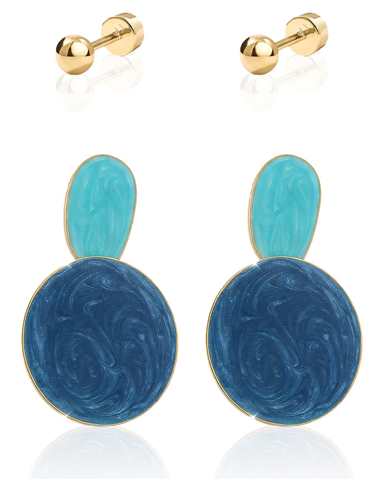Unique Gold Statement Chunky Dangle Earrings for - Blue Vacation