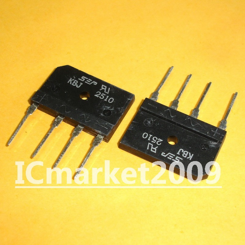 50 PCS KBJ2510 SIP-4 25A Single Phase Silicon Bridge Rectifier Diodes Chip